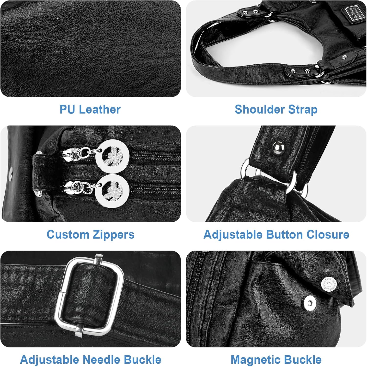 Vintage Leather Handbag for Women, Large Capacity PU Shoulder Hobo Bag, Crossbody Purse with Adjustable Strap & Coin Pouch
