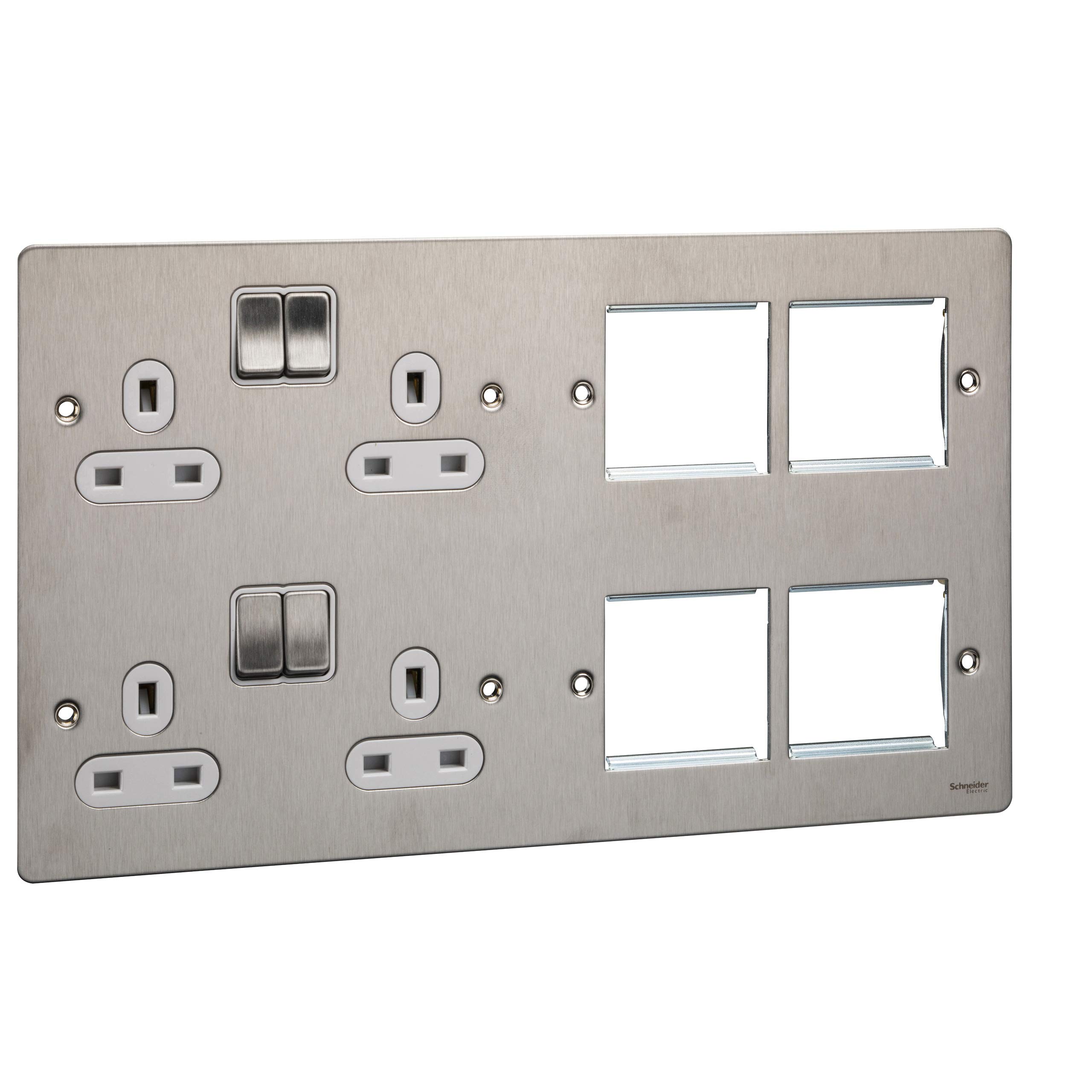 Plaque Ultimate Schneider Electric blanche double prise de luxe