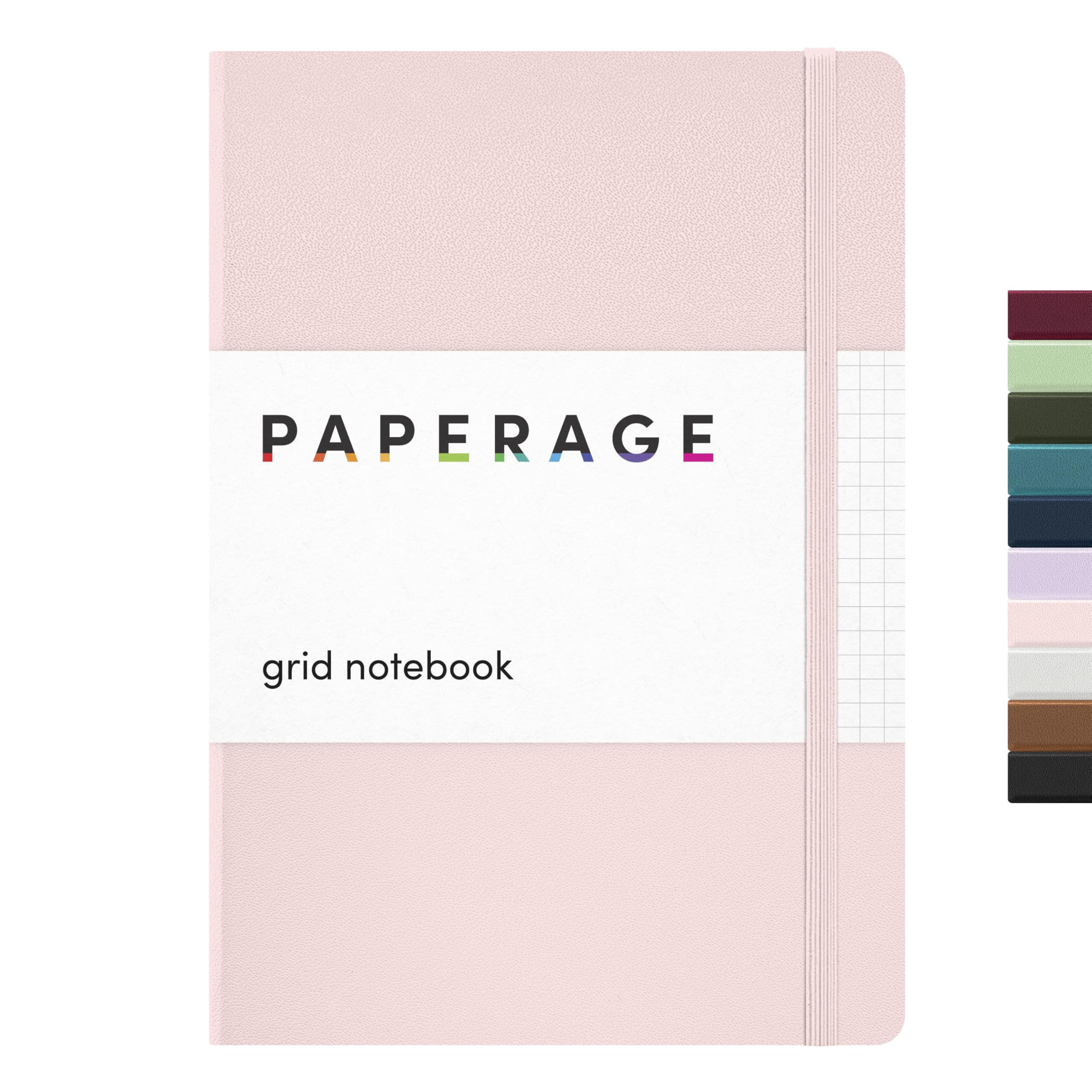 PAPERAGE Graph Paper Journal Notebook, (Blush), 160 Pages, Medium 5.6 in x 8 in - 100 GSM Thick Paper – Hardcover Grid Notebook for Work or School