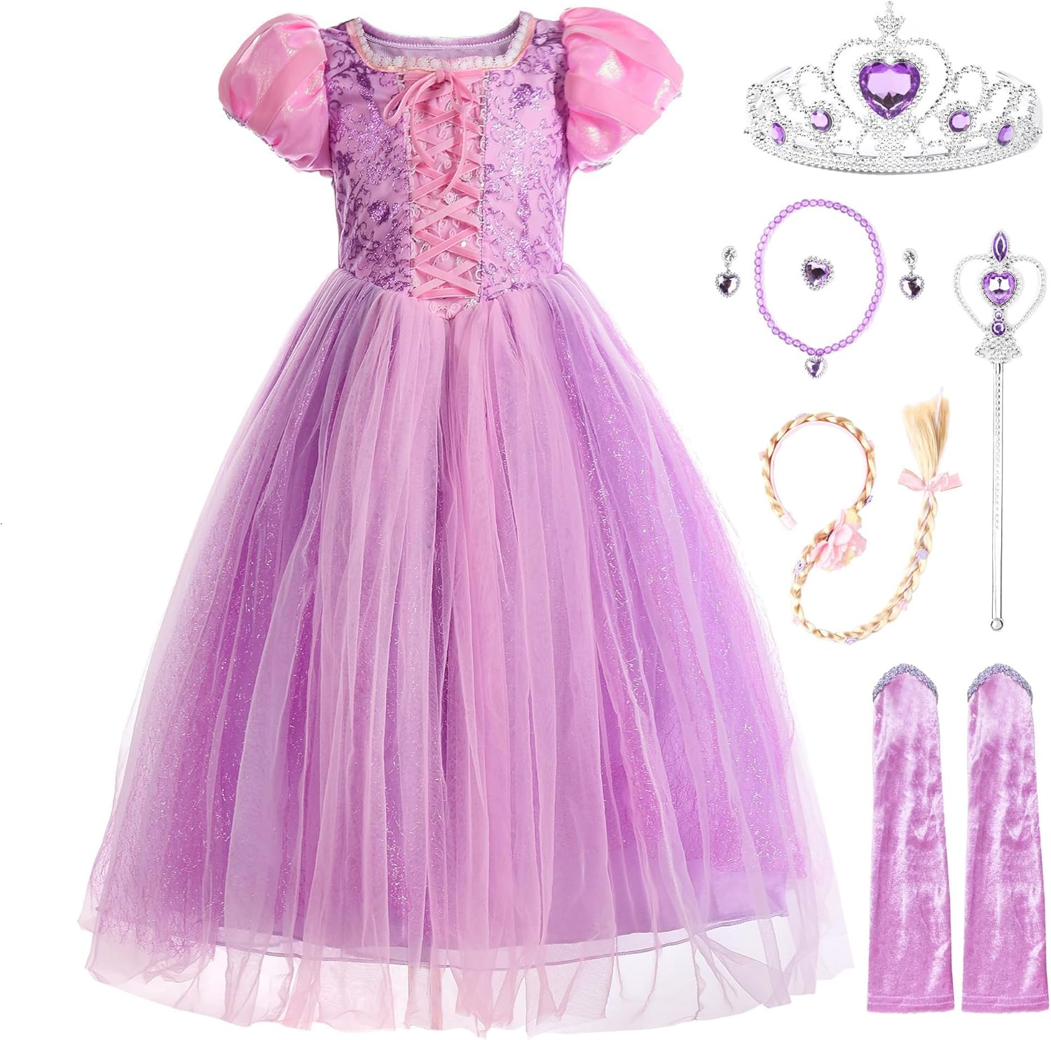 JerrisApparel Girl Princess Costume Tulle Pageant Birthday Party Dress Halloween Cosplay Dress up