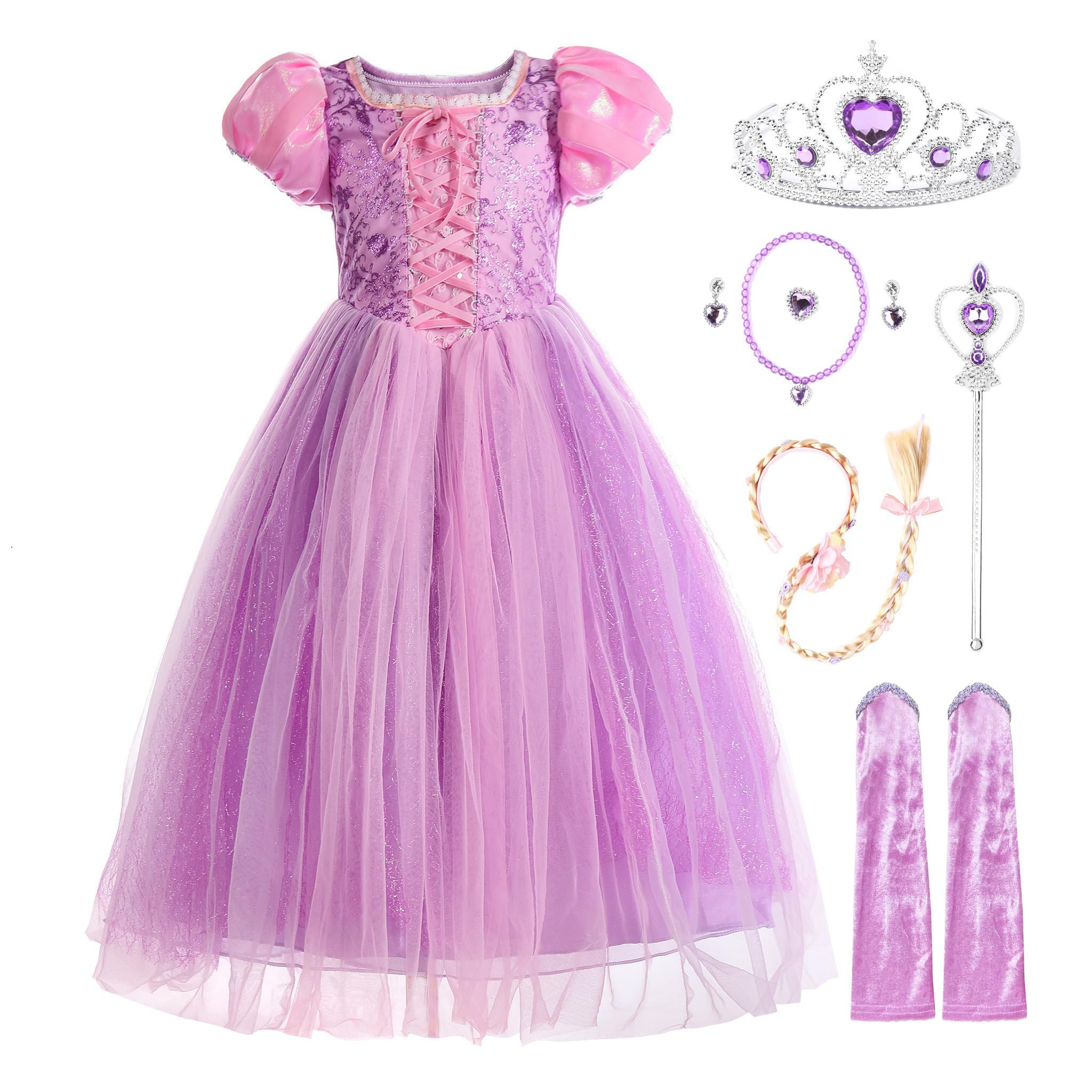 Photo 1 of JerrisApparel Girl Princess Costume - Purple with Accessories, Size 5