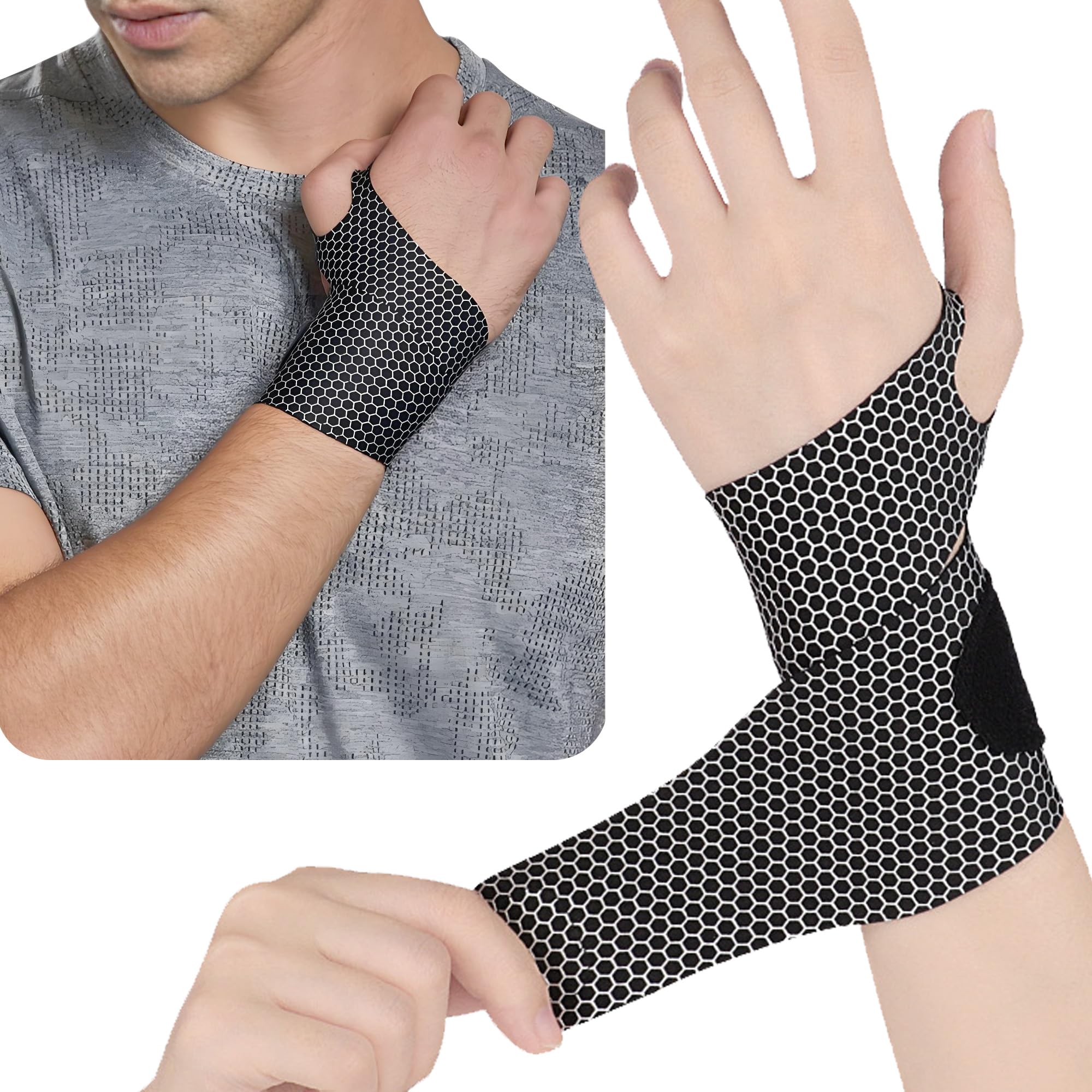 2 Pack Ultra Thin Wrist Brace - Wrist Compression Band for Carpal Tunnel Pain Relief Arthritis Tendonitis -
