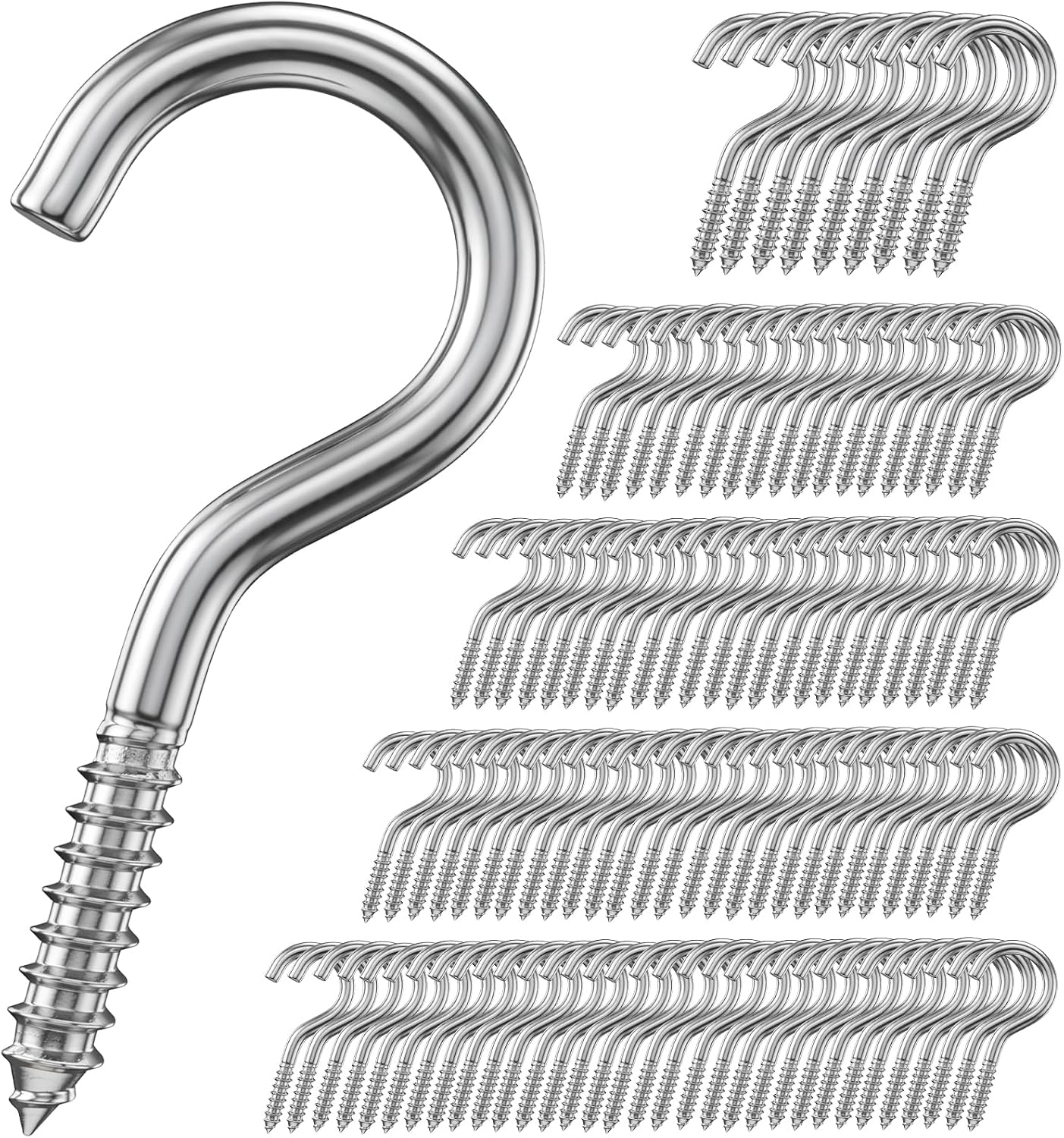 50 Pack 1 Inch Eye Bolts M2 Screw in Hooks,304 Stainless Steel Screw-in Hooks，Metal Ceiling Hooks，for Hanging Plants, Yoga, Lighting fixtures, Indoor and Outdoor use (50, M2-1inch)