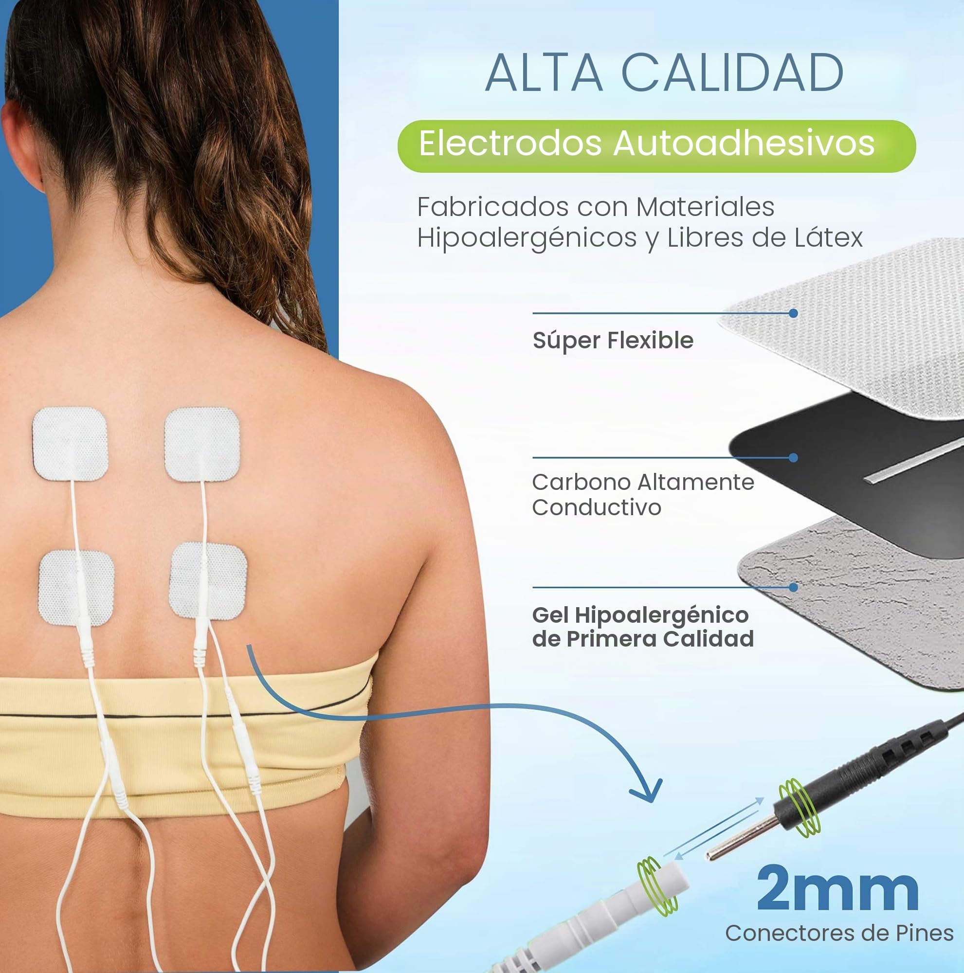 Med-Fit tens pads 16 electrodos 4 packs. El electrodo autoadhesivo extra duradero de la más alta calidad 5cm x 5cm 2 x 2 Med-Fit Electrodes utiliza un gel patentado para una larga vida útil.