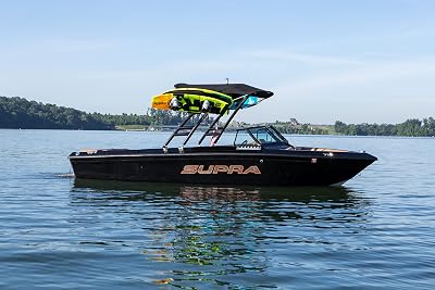 Estante para wakeboard Monster Tower: soporte retráctil de liberación rápida, ajuste universal para torres de wakeboard, rotación de 360 grados, parachoques de goma, cable de choque