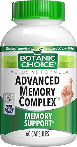 Botanic Choice Advanced Memory Complex - Suplementos cerebrales de apoyo al estado de ánimo para la memoria y la concentración, mezcla de hierbas