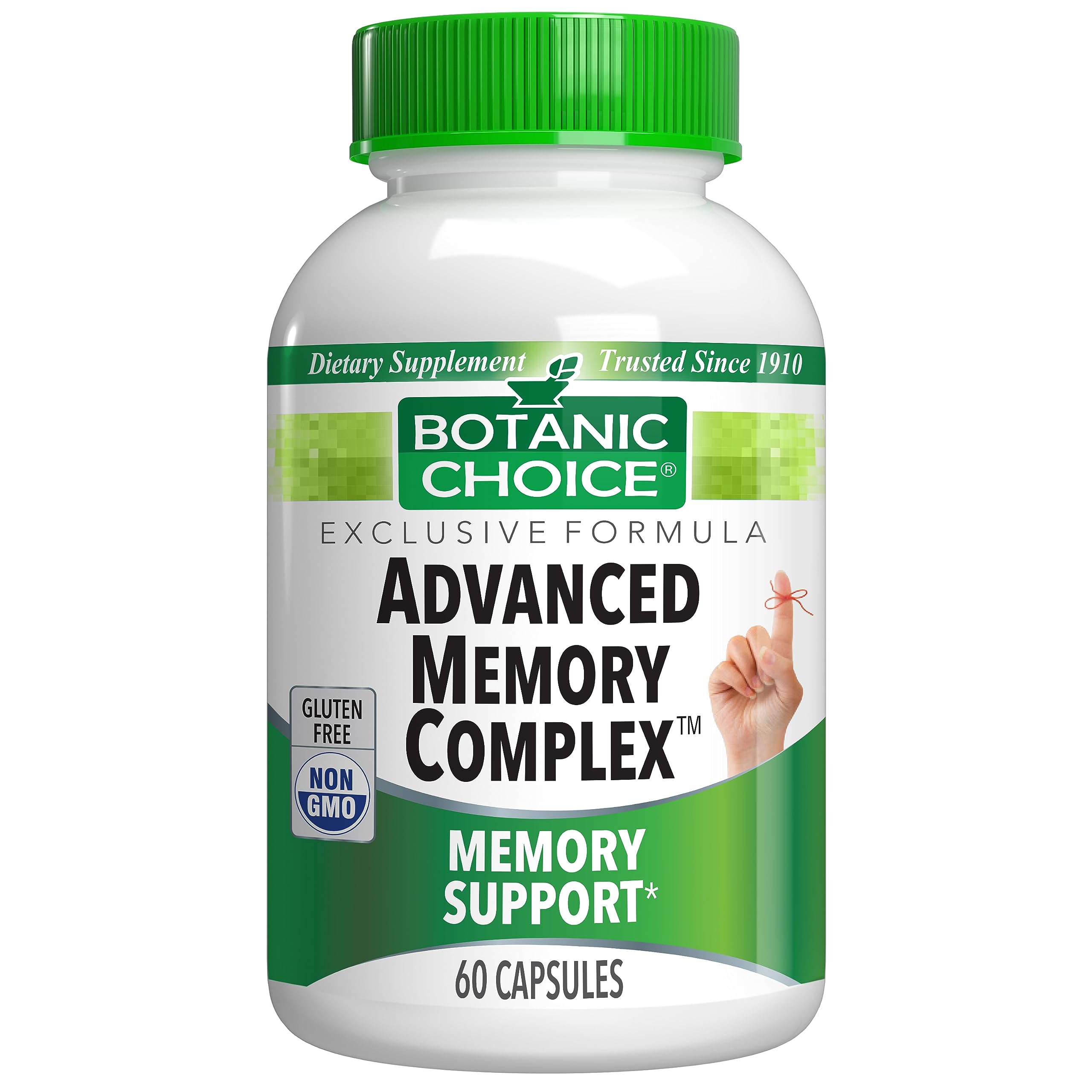 Botanic Choice Advanced Memory Complex - Mood Support Brain Supplements for Memory and Focus - Proprietary Herbal Blend with Ginkgo Biloba - Gluten and Allergen