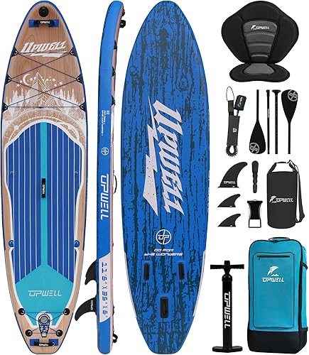 Miniatura 7 de UPWELL Tabla de remo inflable de 10'6"11'11'6", tabla de remo de pie para jóvenes y adultos, diseño estable, accesorios de SUP premium, mochila,