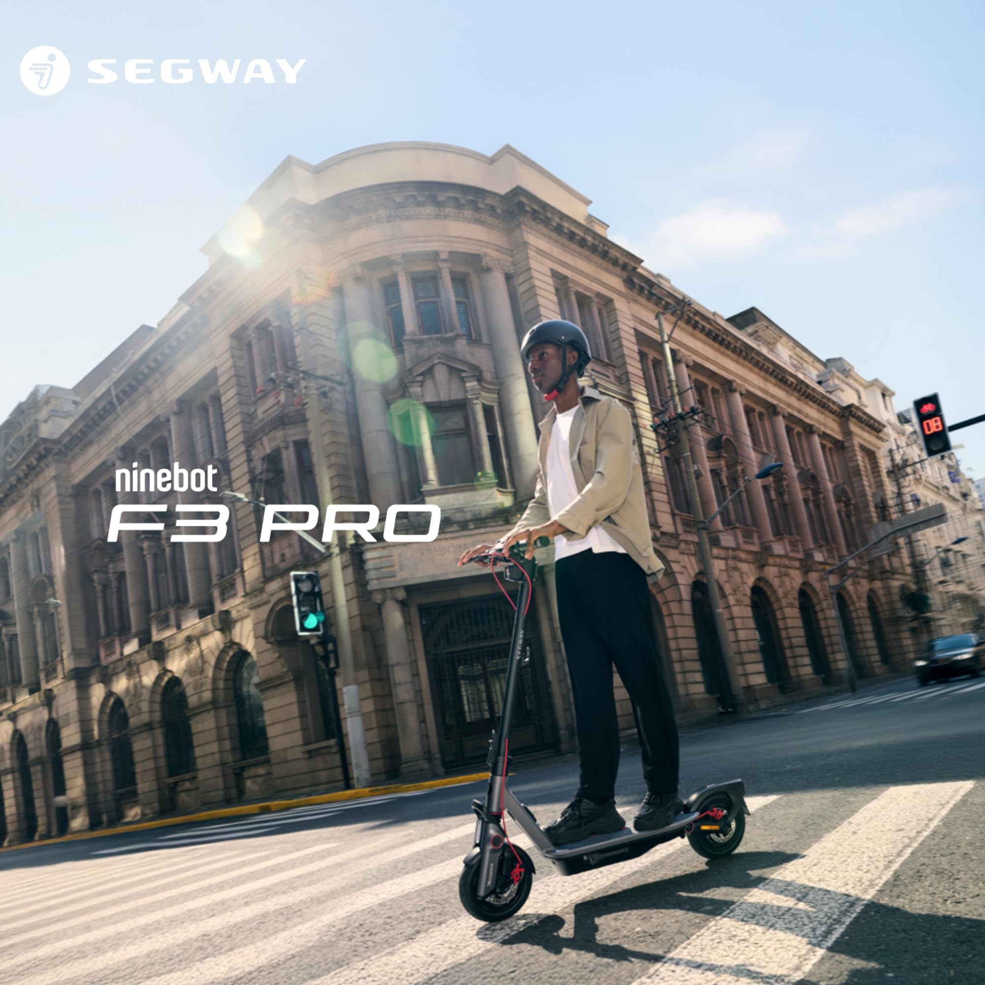 Segway-Ninebot F3 Pro D, E-Scooter mit Straßenzulassung für Erwachsene, 70km Reichweite im Eco-Modus, 120kg Tragfähigkeit, doppelte hydraulische Federung, Smart Display
