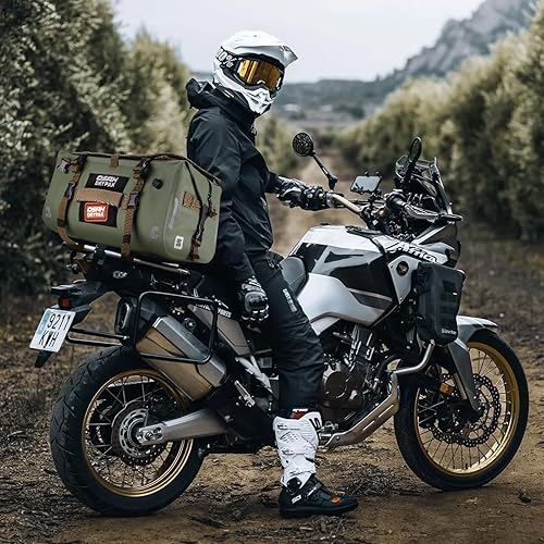 Miniatura 8 de Bolsa impermeable para motocicleta, bolsa de lona impermeable de 40 L, bolsa seca para motocicleta, bolsa de equipaje multifuncional con correas
