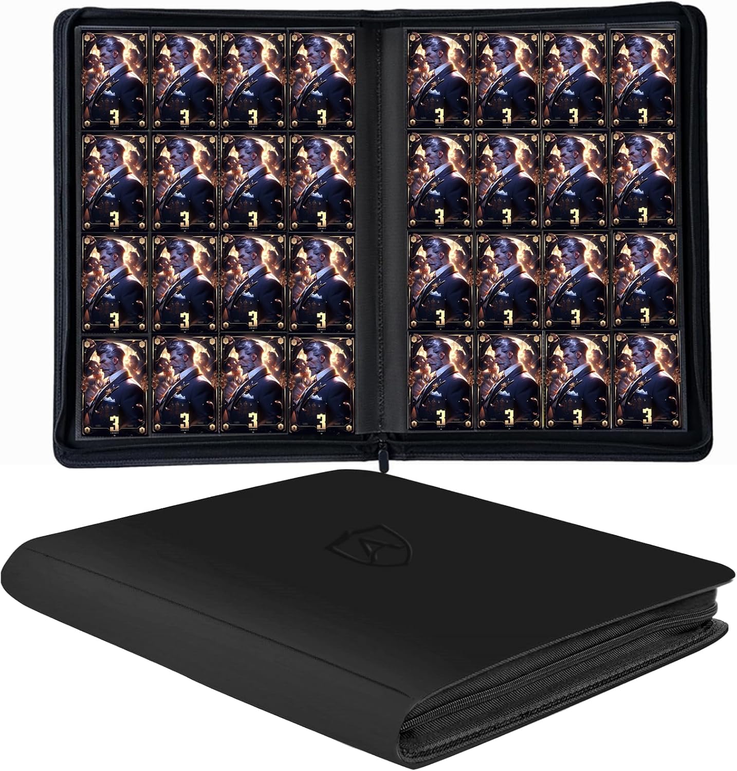 Card Binder, 16 Pockets Trading Card Binder, Holds 1024 Standard Cards, for TCG, MTG Collections Sports Cards Binder (Black)
