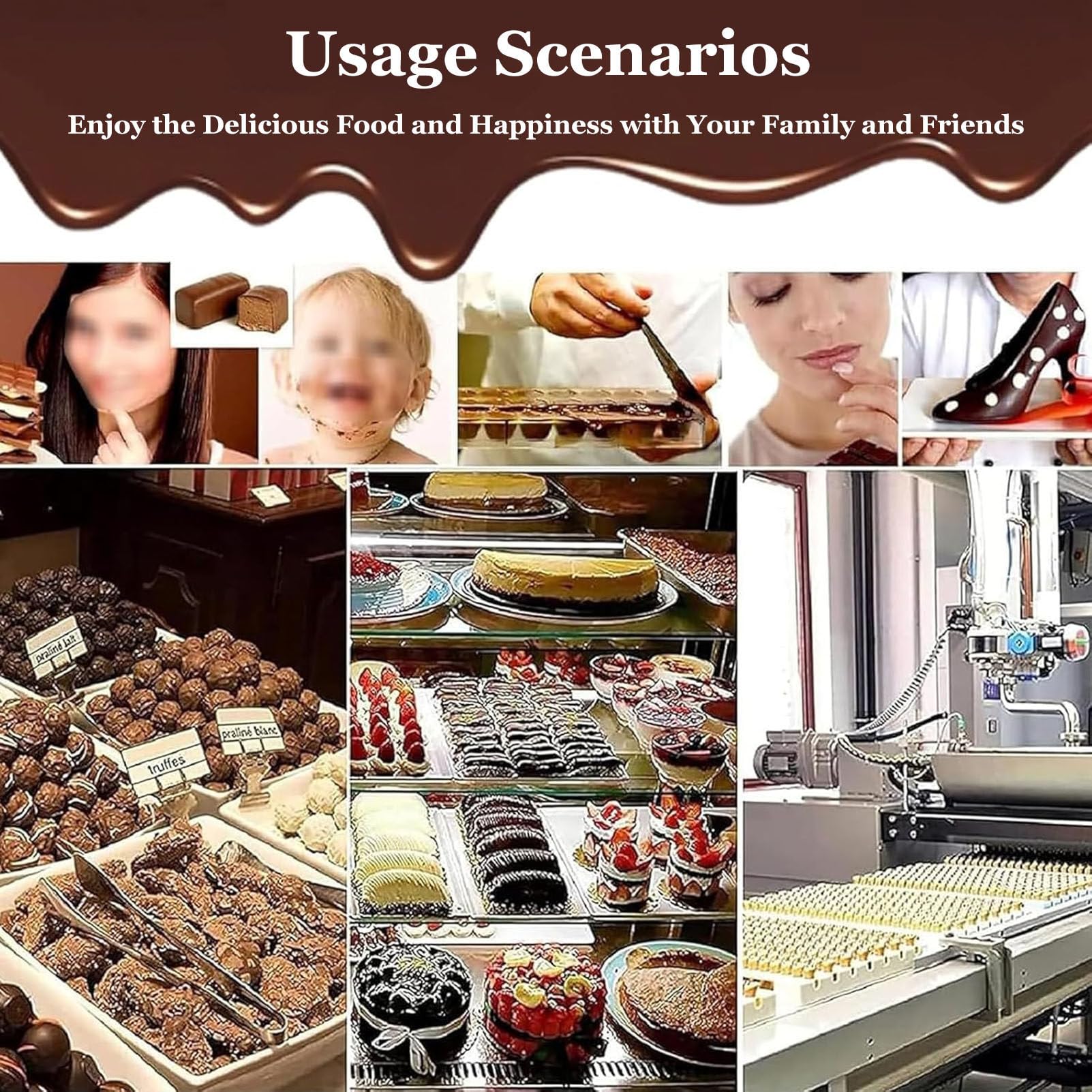 Tempéreuse à Chocolat numérique 500 W,Appareil à Fondre Le Chocolat Professionnel avec contrôle numérique de la température pour Faire Fondre Le Chocolat,Le Lait et la crème Four-Cylinder