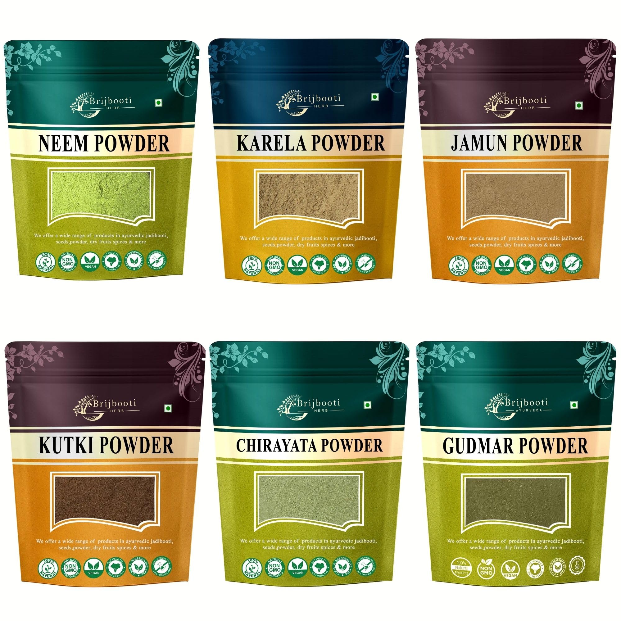 Combo pack of Neem Patti- Jamun- Karela- Kutki- Chirayata- Gudmar Powder 550 Gr