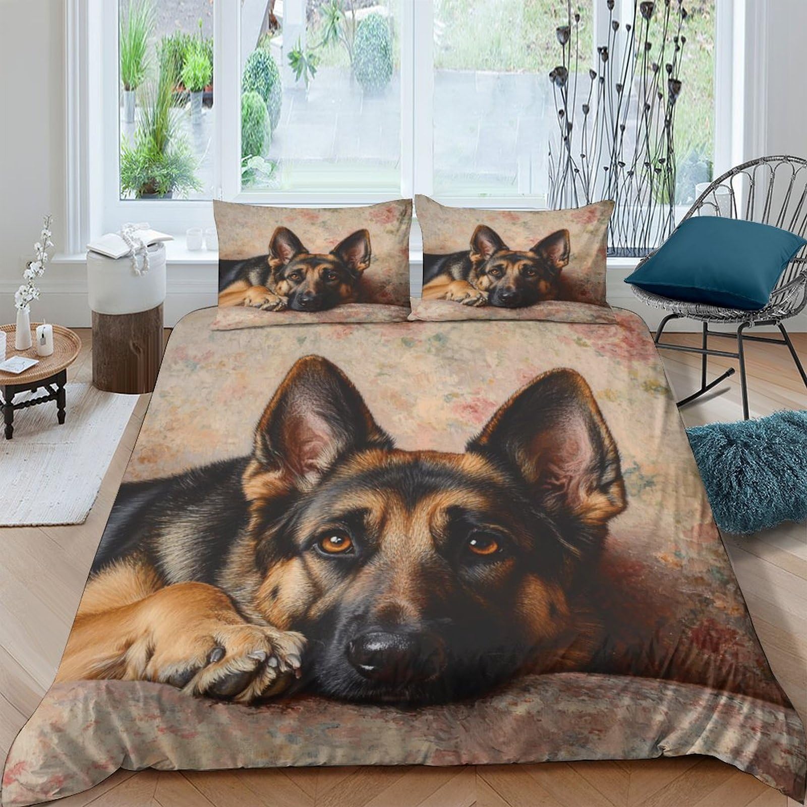 Ctjqhvkz Style-10 3D Printed German Shepherd Fitted Sheet Microfiber Soft Bed Cover For Bedroom Decor Easy Care Dog Pattern Mattress Cover Single（135X200cm）