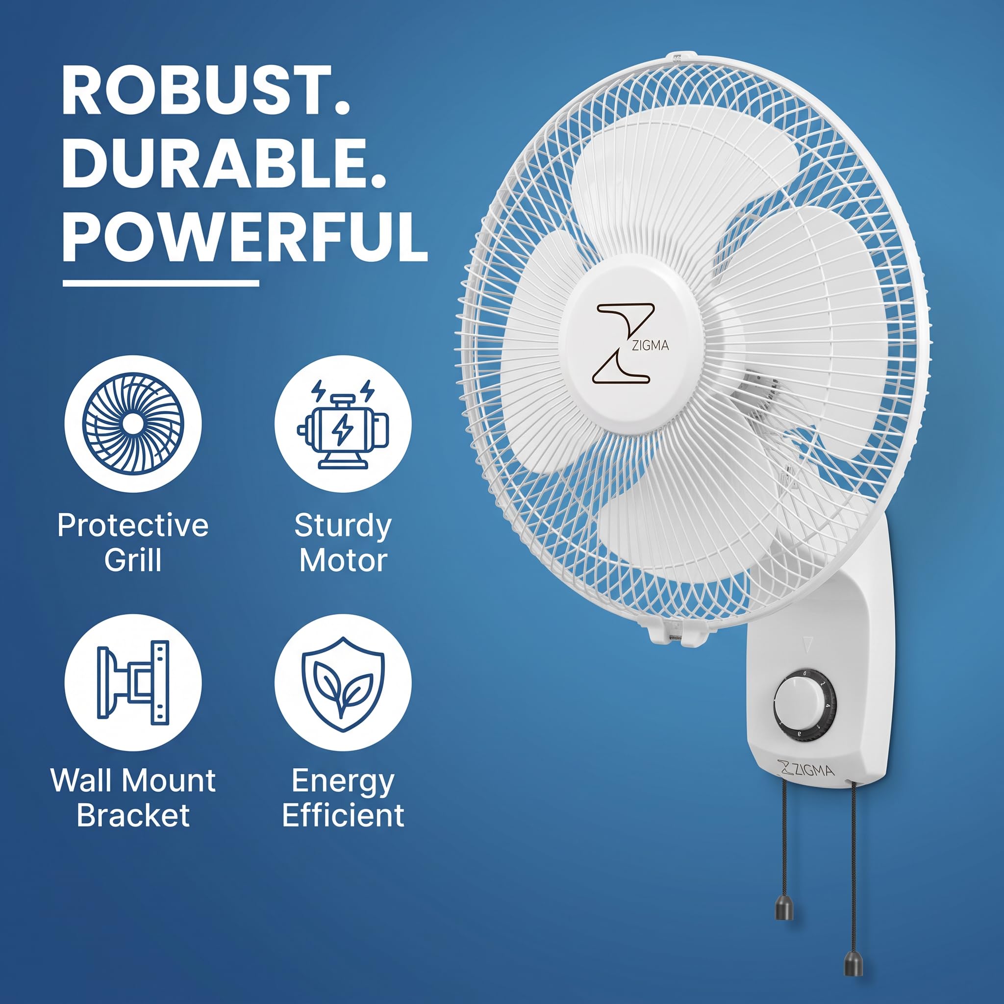 ZIGMA Charm Wall Fan - Powerful & Quiet Cooling -5 ZIGMA Charm Wall Fan - Powerful & Quiet Cooling -5