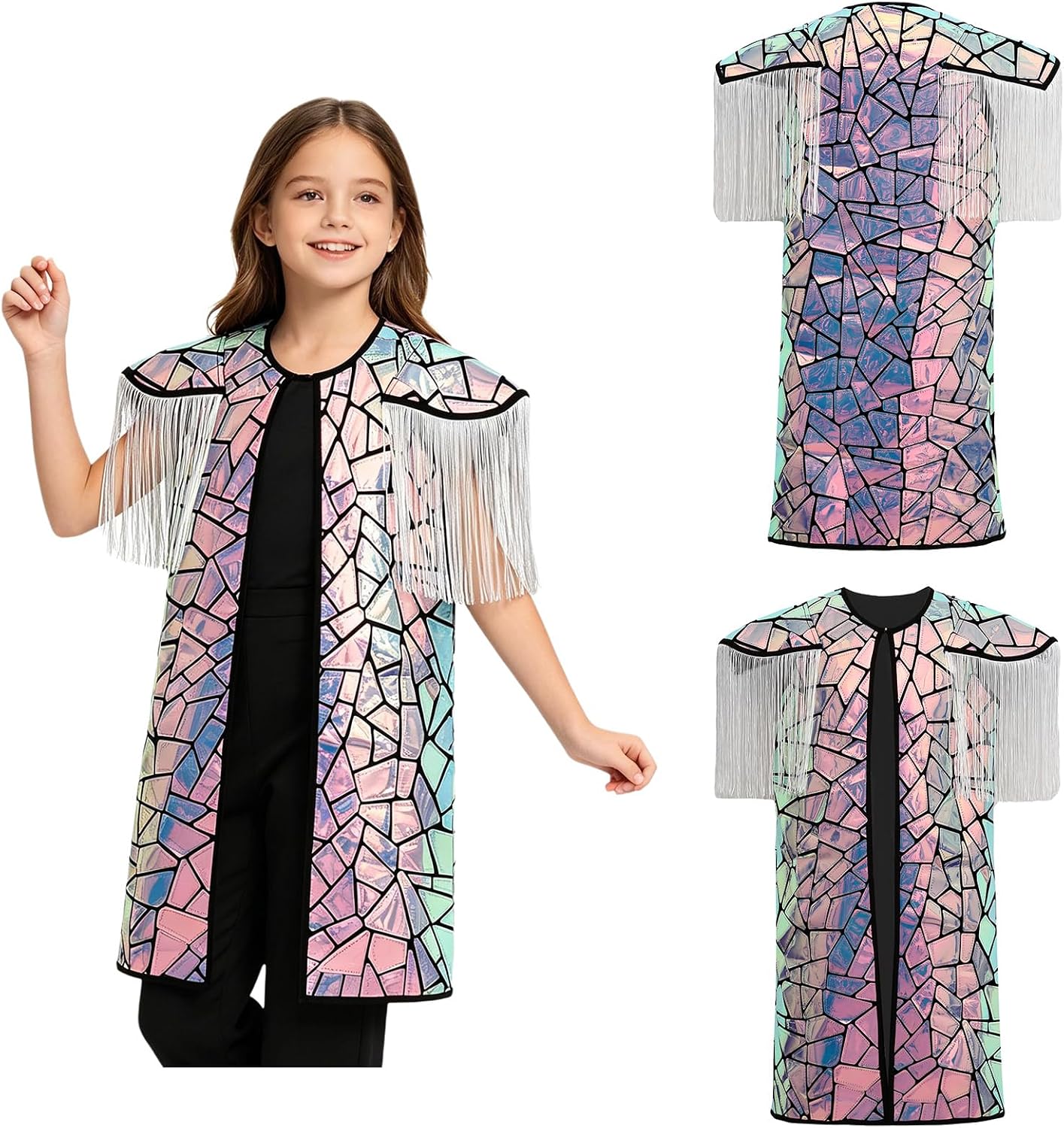 Kids Tassel Shiny Coat Theme Party Stage Performance | Talent Show,Magic Show,Festival Celebration,Mirror Finish Create a Holographic Effect,Live Performance,Teen Activity