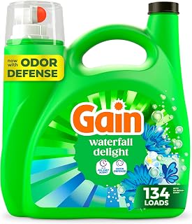 Gain Ultra Oxi Liquid Laundry Detergent Waterfall Delight Scent 177 fl oz 134 Loads Odor Fighting HE Compatible
