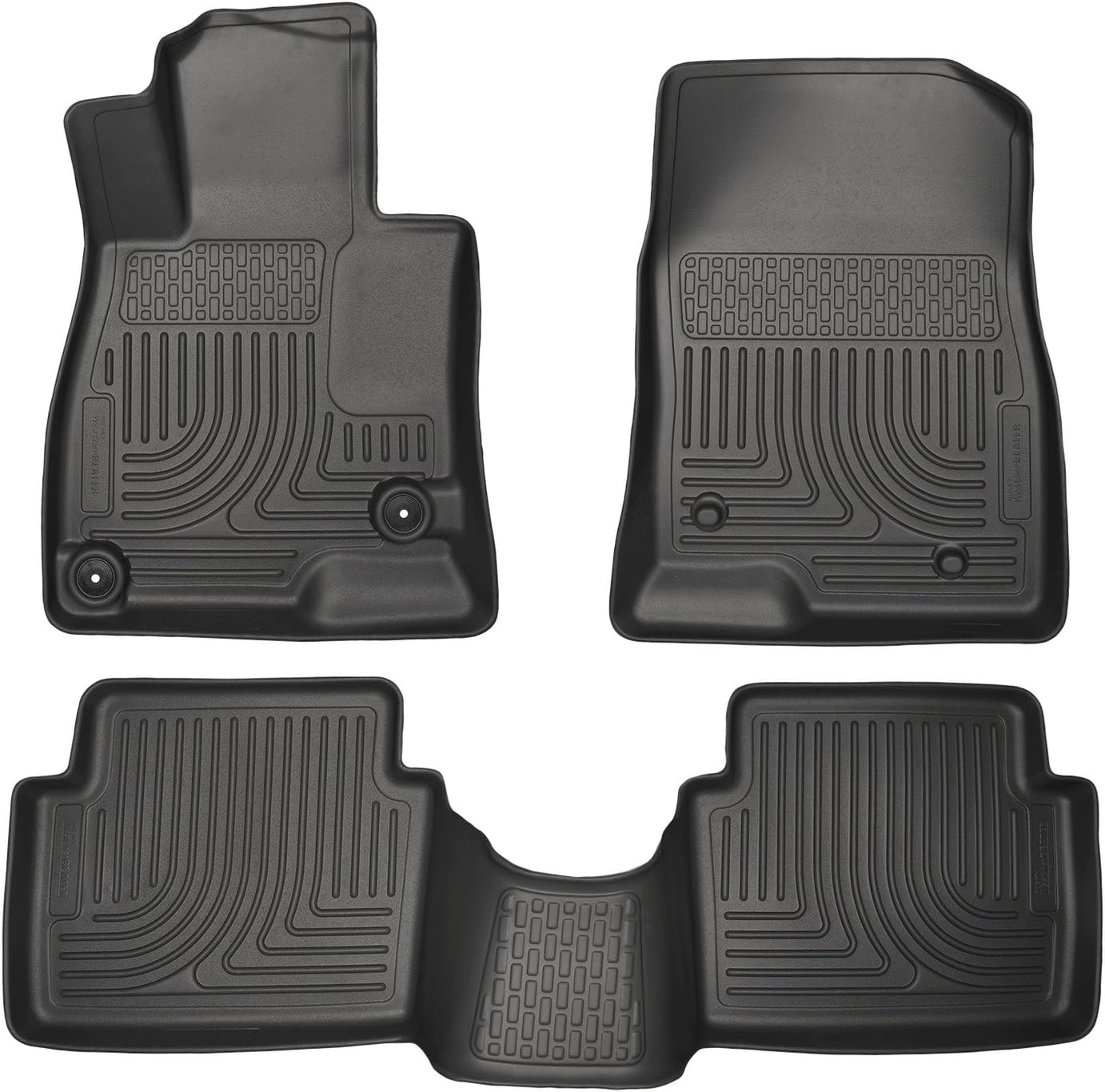Husky Liners Weatherbeater Floor Mats | Fits 2014-2018 Mazda 3 Hatchback/Sedan | Front & 2nd Row, 3-pc Black - 98651