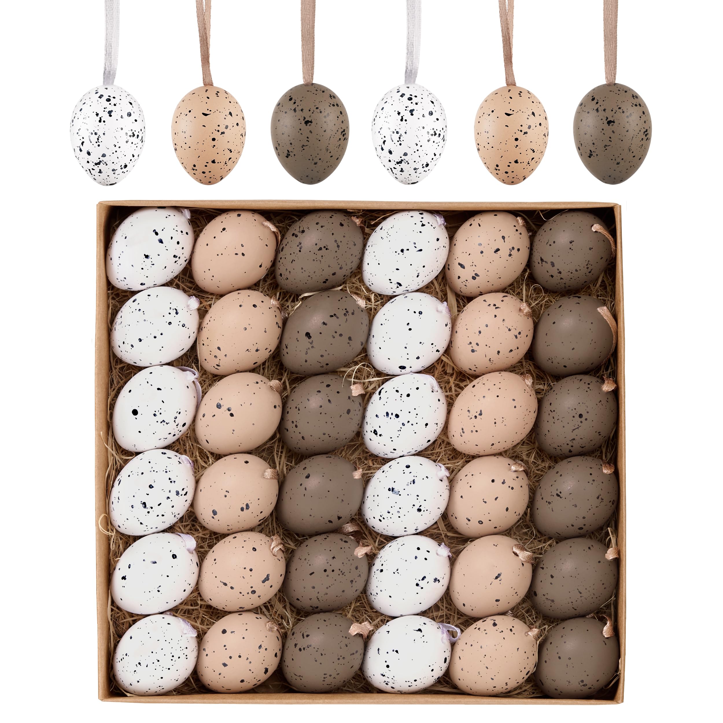 Valery Madelyn 36 Easter Eggs for Hanging Easter Decoration, 4 cm Modern Artificial Mini Easter Eggs for Easter Decoration, Purple Yellow Ornament for Easter Baskets, Spring Decoration, Easter Gifts