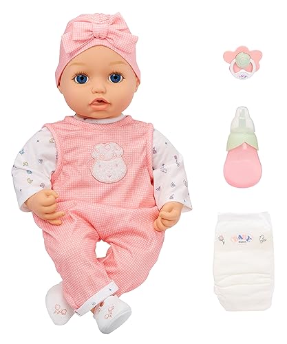 Baby Nacida Mi Muñeca Real Annabell - Ojos Azules: Muñeca Realista de Cuerpo Blando, Efectos de Sonido, Bebe y Moja, Boca que Se Mueve, Llora Lágrimas Reales, Ojos que Se Abren y Cierran, Chupete
