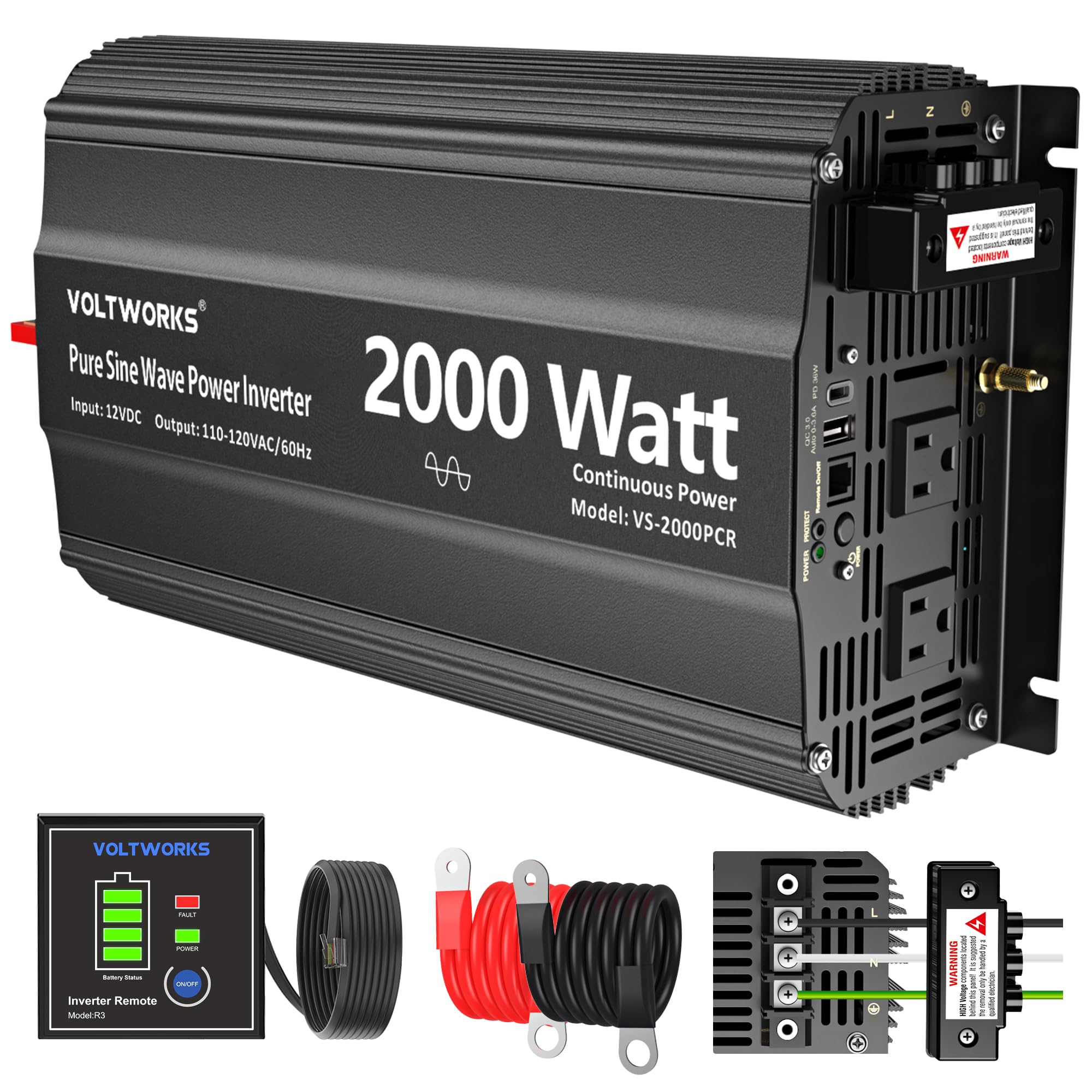 VOLTWORKS 2000W Pure Sine Wave Inverter