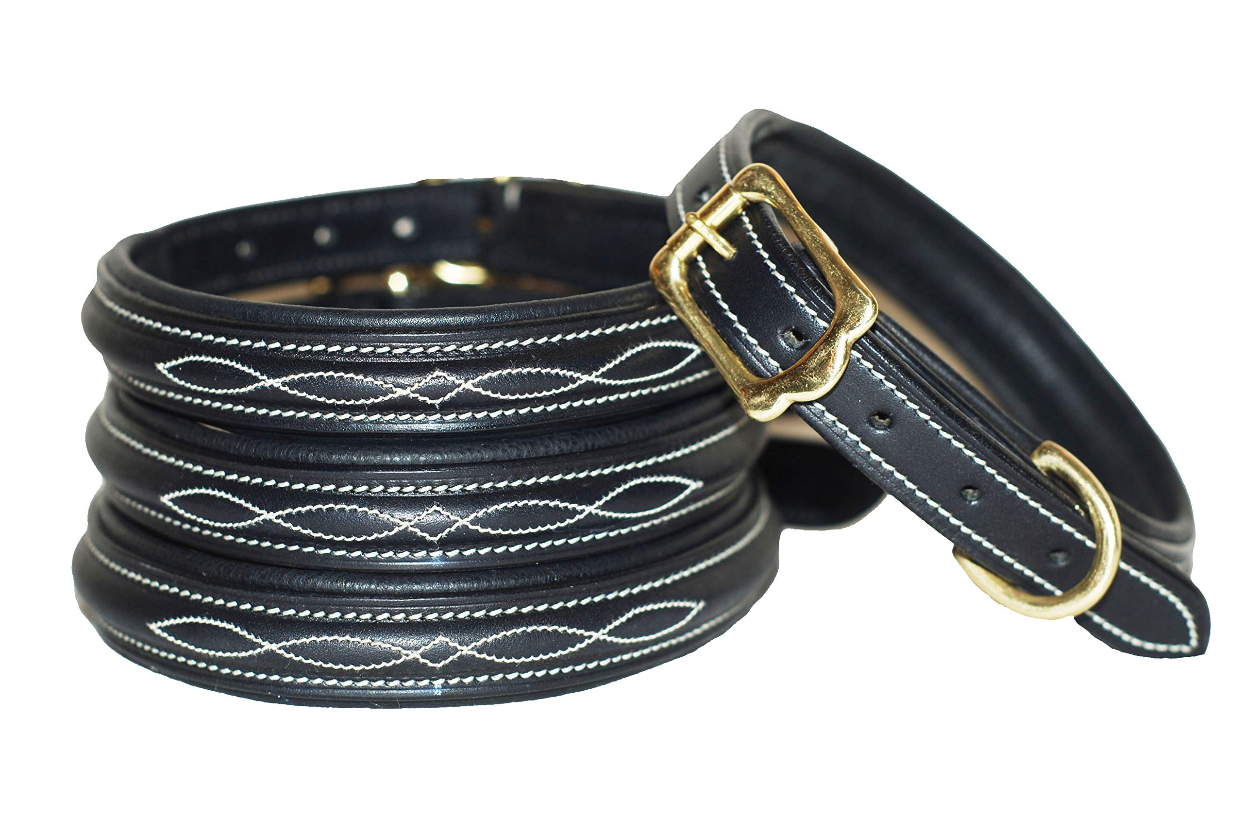 Collier rembourré en cuir noir pour chien - Confort quotidien