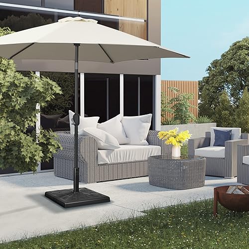 Miniatura 6 de Outsunny 42lbs Resin Patio Umbrella Base, 20" Square Outdoor Umbrella Stand Holder for Parasol Poles 1.26", 1.5", and 1.9" Dia