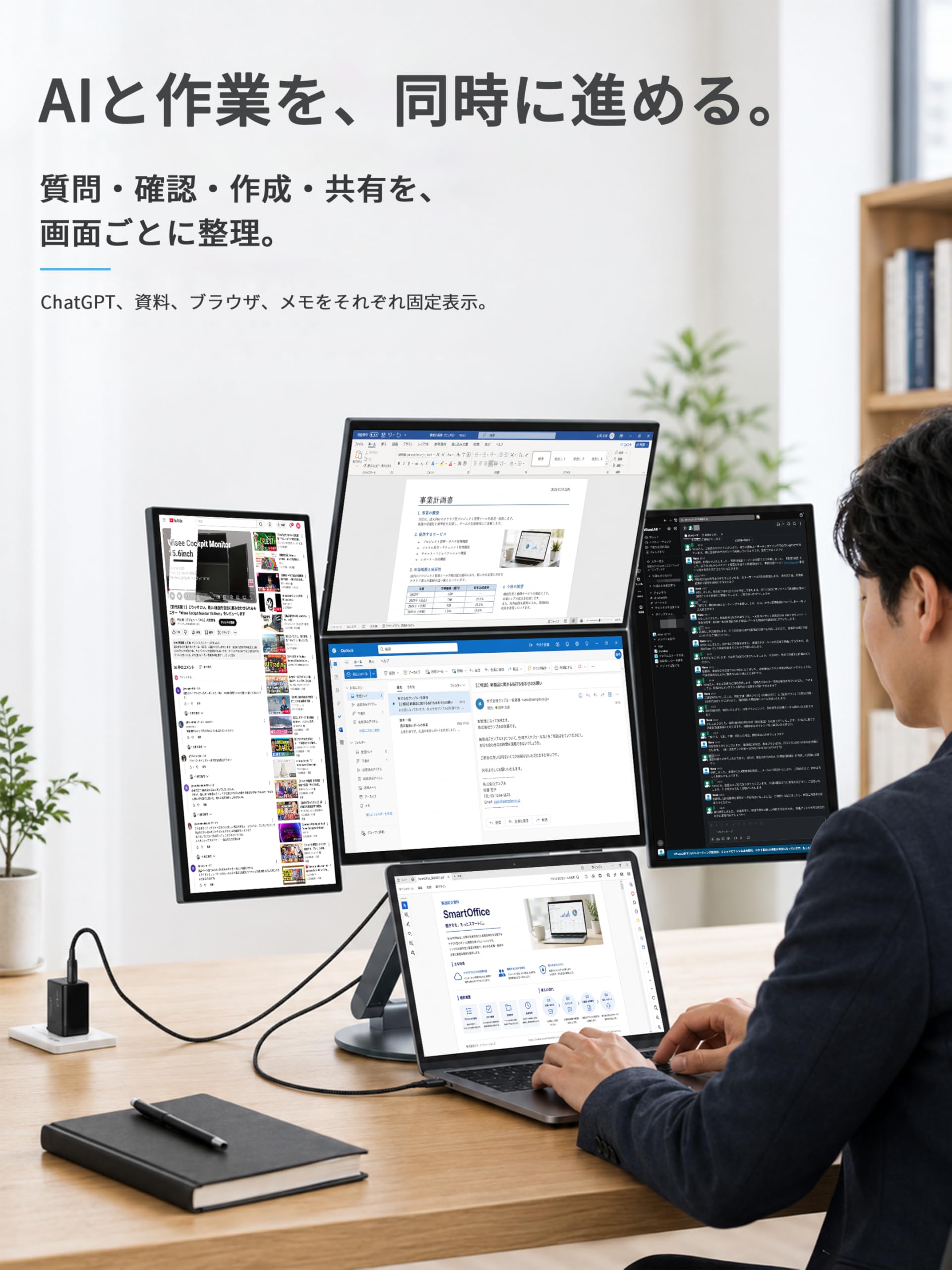 Amazon.co.jp: WiseeLAB Wisee Cockpit Monitor 15.6インチ マルチ