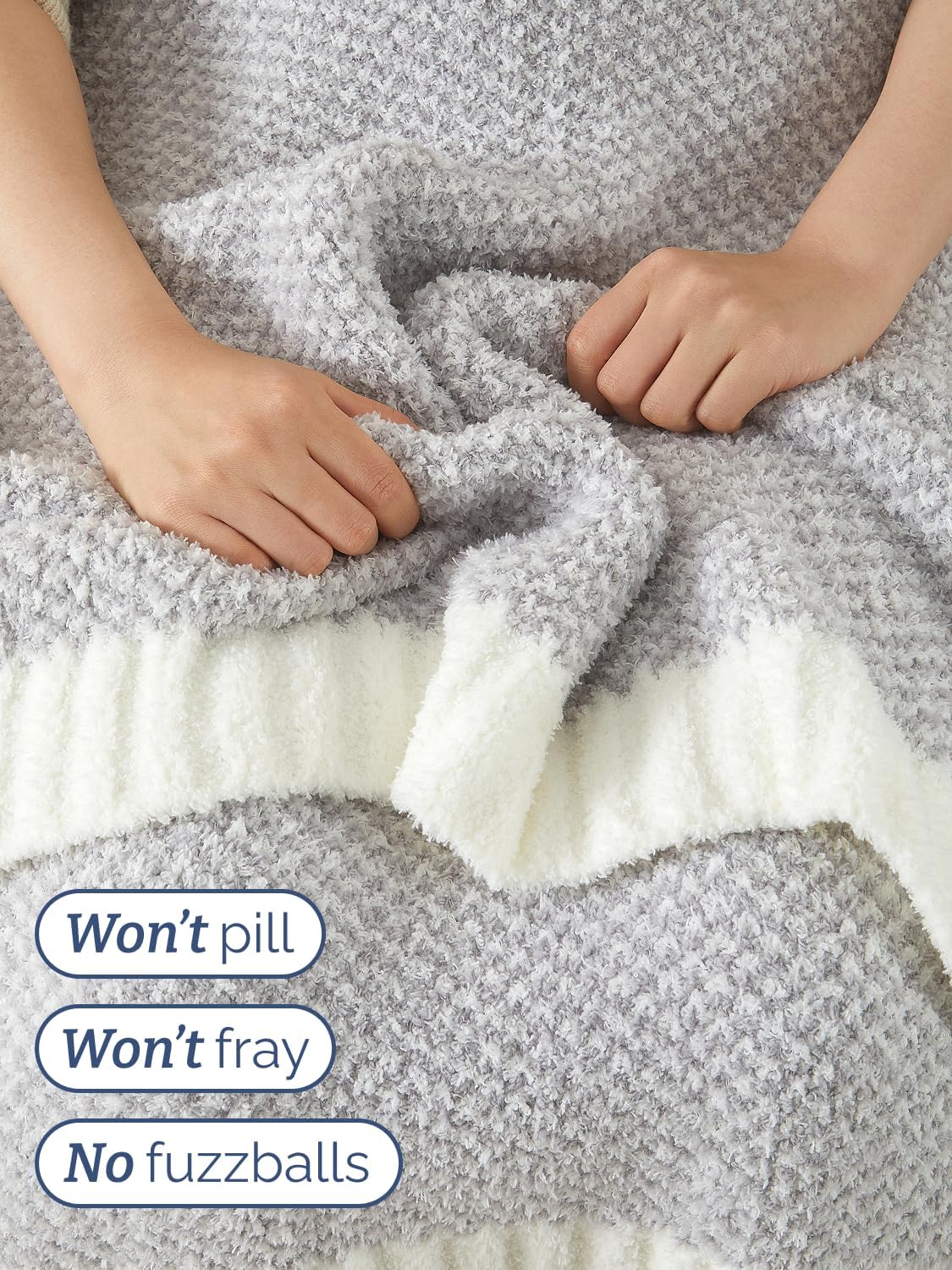 Grey Throw Blanket - Super Soft Throw for Couch, Bed, Sofa, Chair - Lightweight, Warm, Double Sided Knit - All Season Cozy, Fuzzy, Anti-Static Microplush Blanket for Women, Bedroom, Home Decor, 50x60