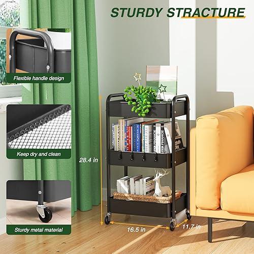 Miniatura 3 de Carrito de utilidad de metal (negro)