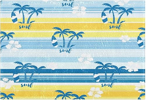 Summer Windsurf Bath Mat Rug, Extra Soft Bathroom Rug with Non-Slip Backing for Bathroom Floor Tub Shower 32x20In