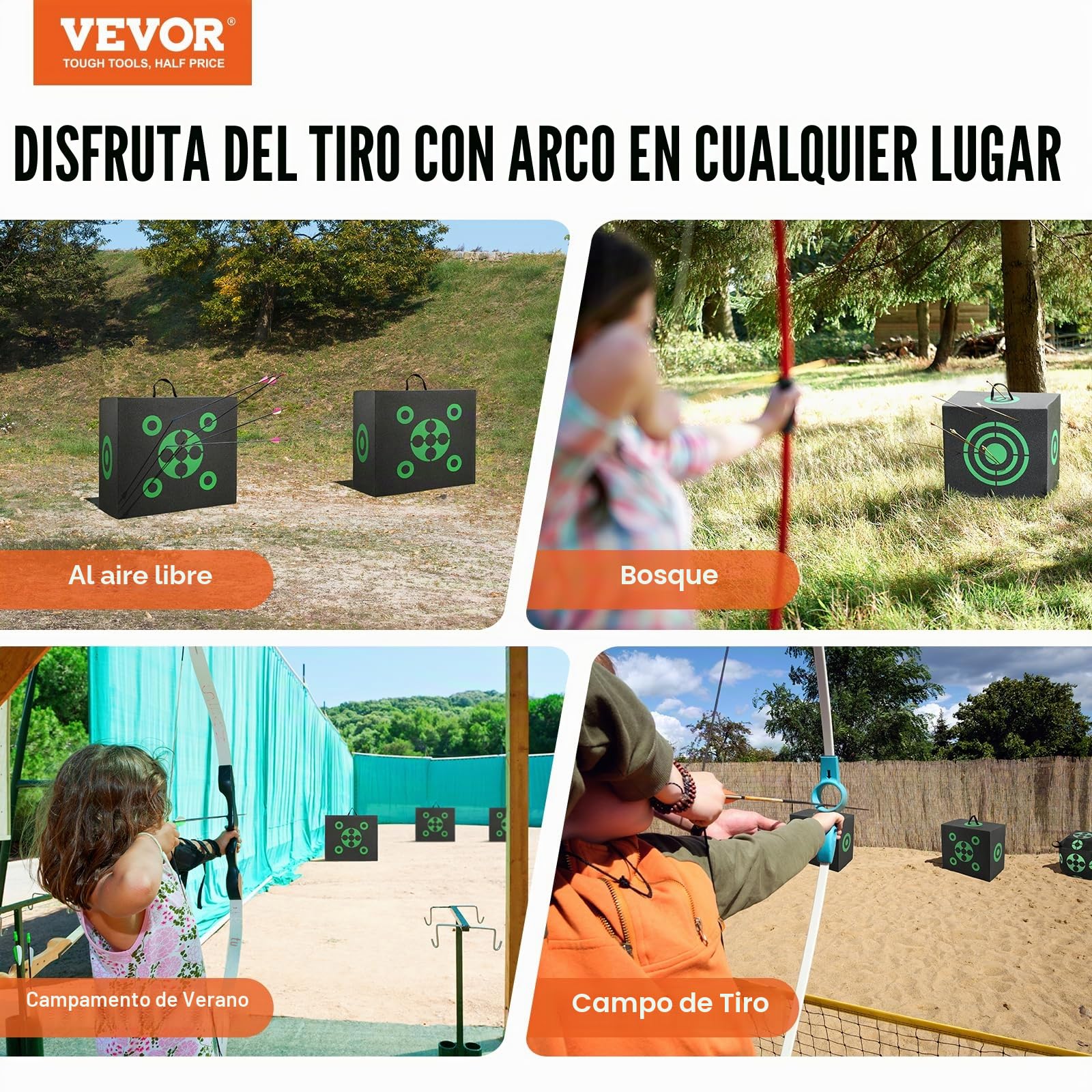 VEVOR Archery Target, 16"x18" All-Side Shotting Archery Arrow Target, Outdoor Portable Archery Target with Carry Handle, Easy Arrow Removal, Great Visibility, Lightweight, Easy to Transport, Black