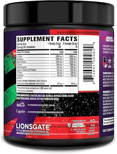 Miniatura 72 de Jacked Factory - Suplemento preentrenamiento Nitrosurge - Energía, aumento de la fuerza, concentración clara, bombeo intenso - Polvo energético