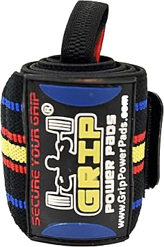 Grip Power Pads Wrist Wraps 2 Wraps for Weight Lifting Wrist Support Cotton Wraps Gym Bandage Straps for Men & Women Premium Quality & PRO Rubber