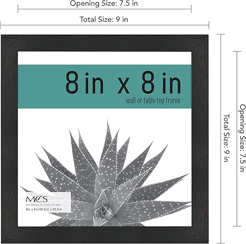 Miniatura 4 de MCS Gallery Essential - Marcos de fotos, juego de marcos de pared para galería de fotos, veta de madera negra, 8 x 8 pulgadas, paquete de 6