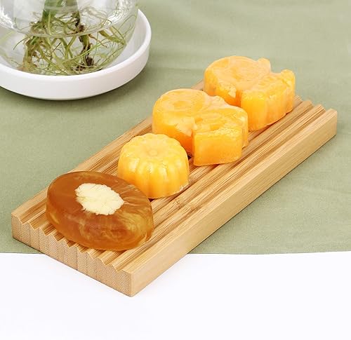 Miniatura 4 de Ouya Jabonera de bambú, soporte para jabón en barra para ducha, baño, cocina, bandeja de madera para jabón