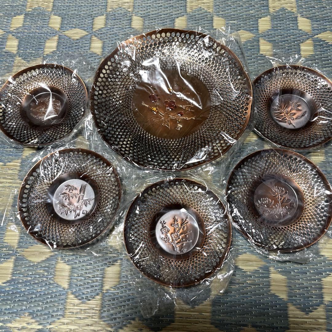 玉利久 純銅製茶托 5点セット*｜玉利久 純銅製茶托 5