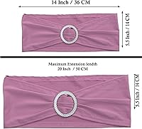 Vista 221 de MDS - Paquete de 50 bandas elásticas de elastano para silla, lazos elásticos para sillas con hebilla deslizante, ajuste universal para bodas, Acción