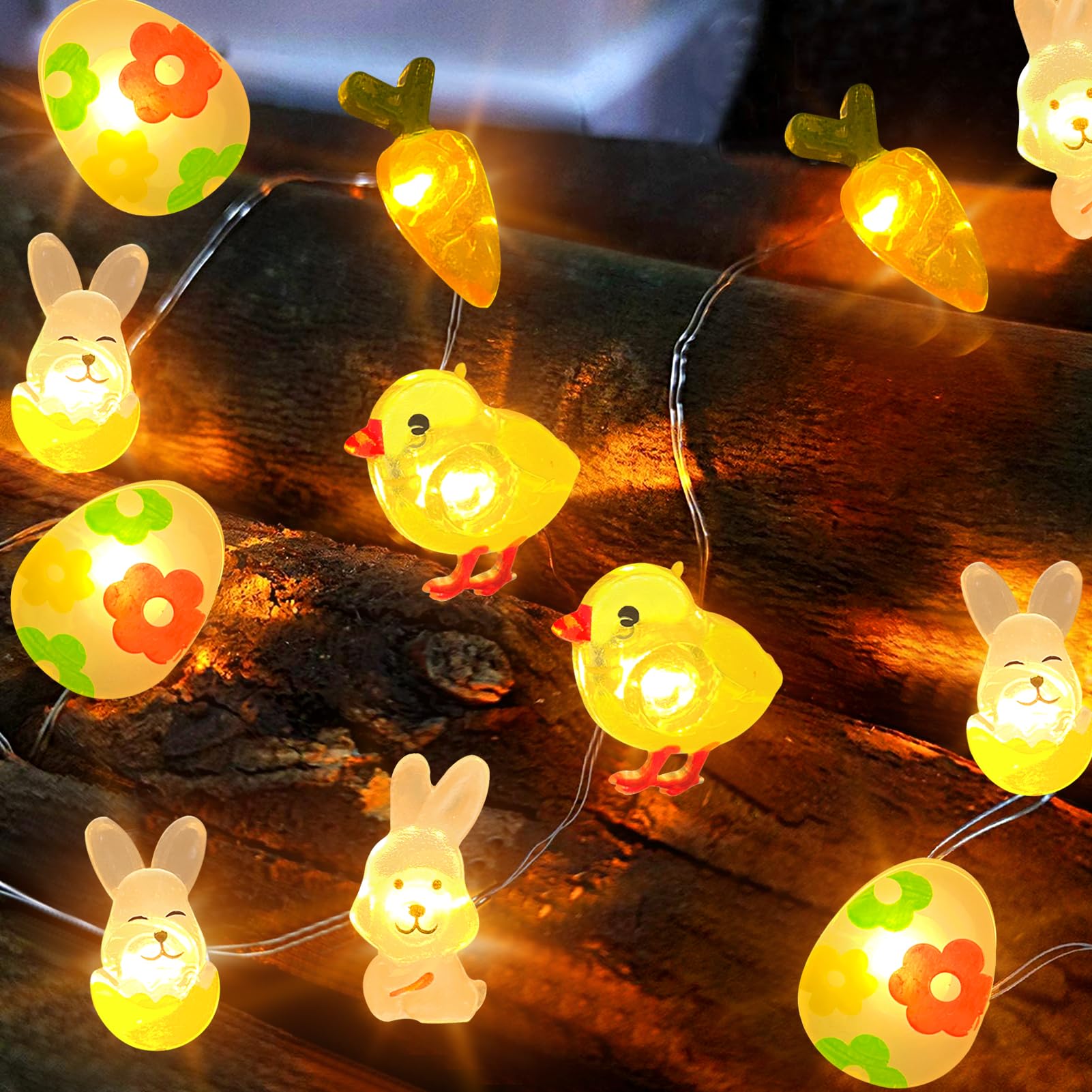 Luci Decorative Pasqua 2m - 20 LED A Batteria, Con Coniglietti E Uova, Per Interni Ed Esterni - Foto 6