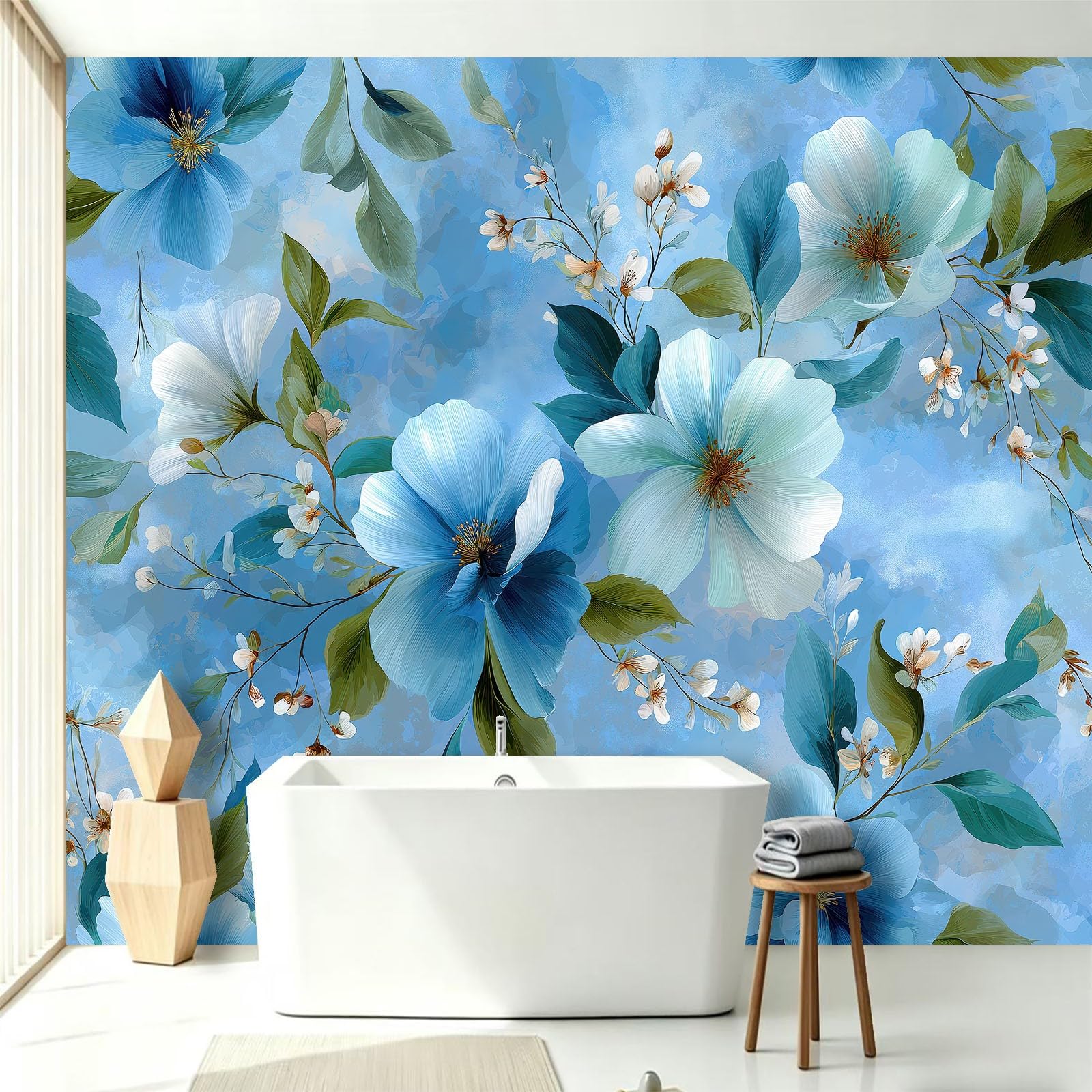 Kwiaty akwarelowe fototapety 200 x 140 cm (szer. x wys.) stokrotka liść mural dekoracja wnętrza tapeta, fototapeta do salonu sypialni kuchni łazienki i dzieci - rozmiar niestandardowy