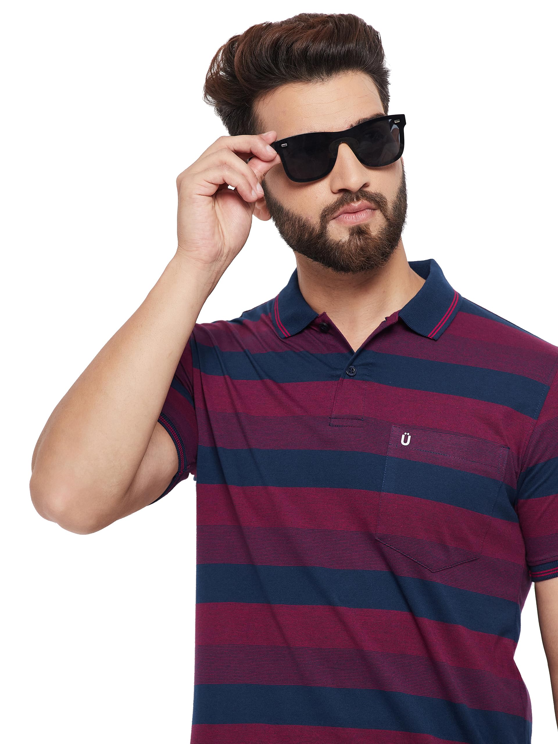 Men's Cotton Blend Half Sleeve Solid Polo Neck T-Shirt Has A Short Sleeve & Pocket On Chest-ANREMT4-MNT