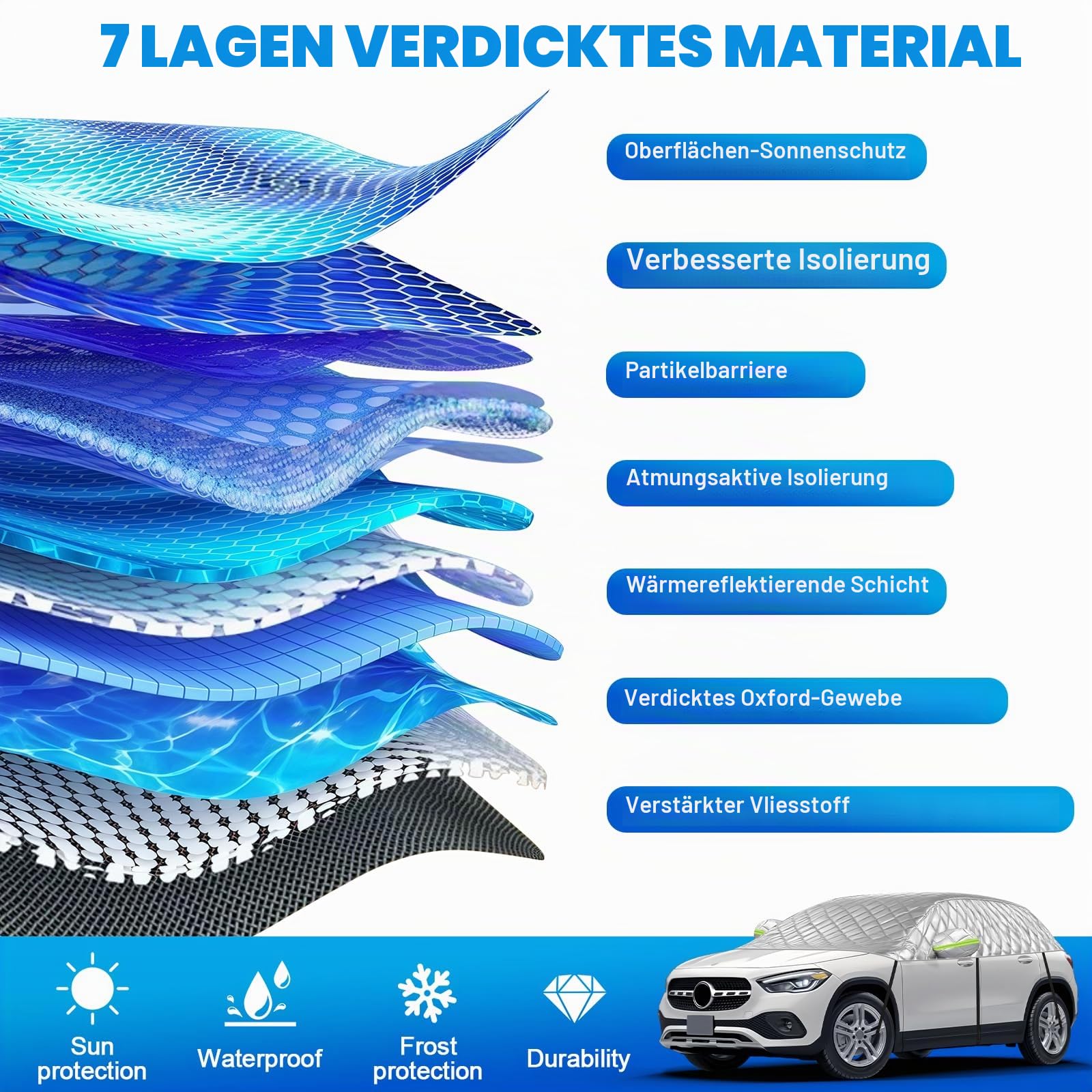 Halbe Autoabdeckung für Mercedes-Benz GLA, Halbgarage Hagelschutz