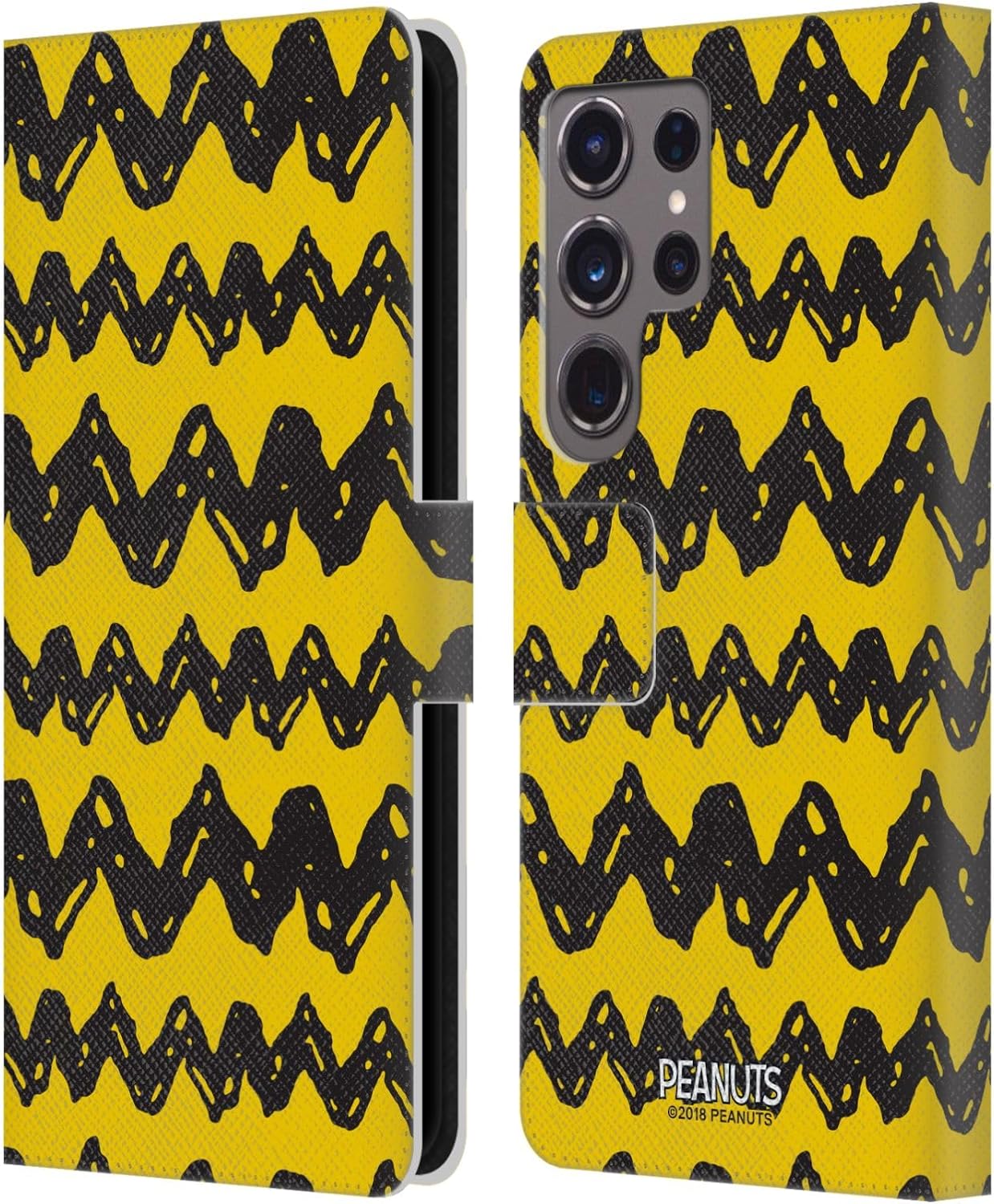 Head Case Designs Officially Licensed Peanuts Patterns Charlie Brown Leather Wallet Case Compatible with Samsung Galaxy S24 Ultra 5G