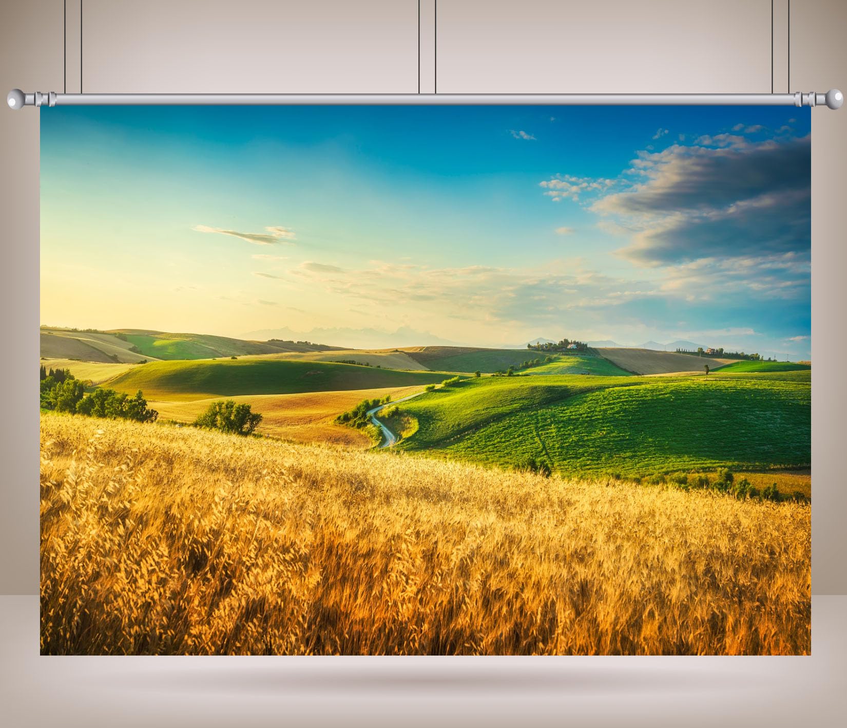 10x6.5FT (3x2m) Colline Verdi E Campi Di Grano Sfondo Fotografico