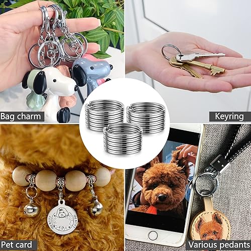 Miniatura 6 de YHYZ Llaveros de 1 pulgada a granel (100 unidades, redondos), llaveros de metal plateado de 0.98 pulgadas (0.984 in), para cadena Kechain, etiqueta