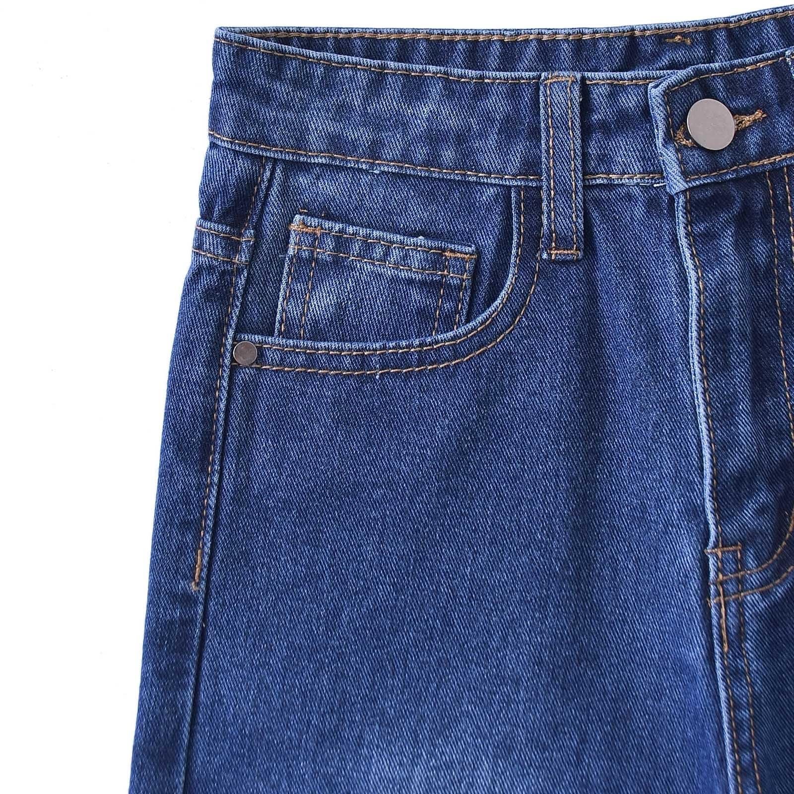 Generico Jeans Bambino 5-14 Anni Elasticizzati Regular Fit Pantaloni Jeans Denim Ragazzo Elastico Vita Comfort Pantaloni Lavoro Cargo Stretch Autunnali Scuola Streetwear con Tasconi