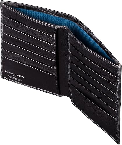 Miniatura 3 de Maxwell Scott - Cartera de piel de lujo para hombre diseño de cocodrilo Pianillo hecho a mano en Italia negro Black Croco Moderno