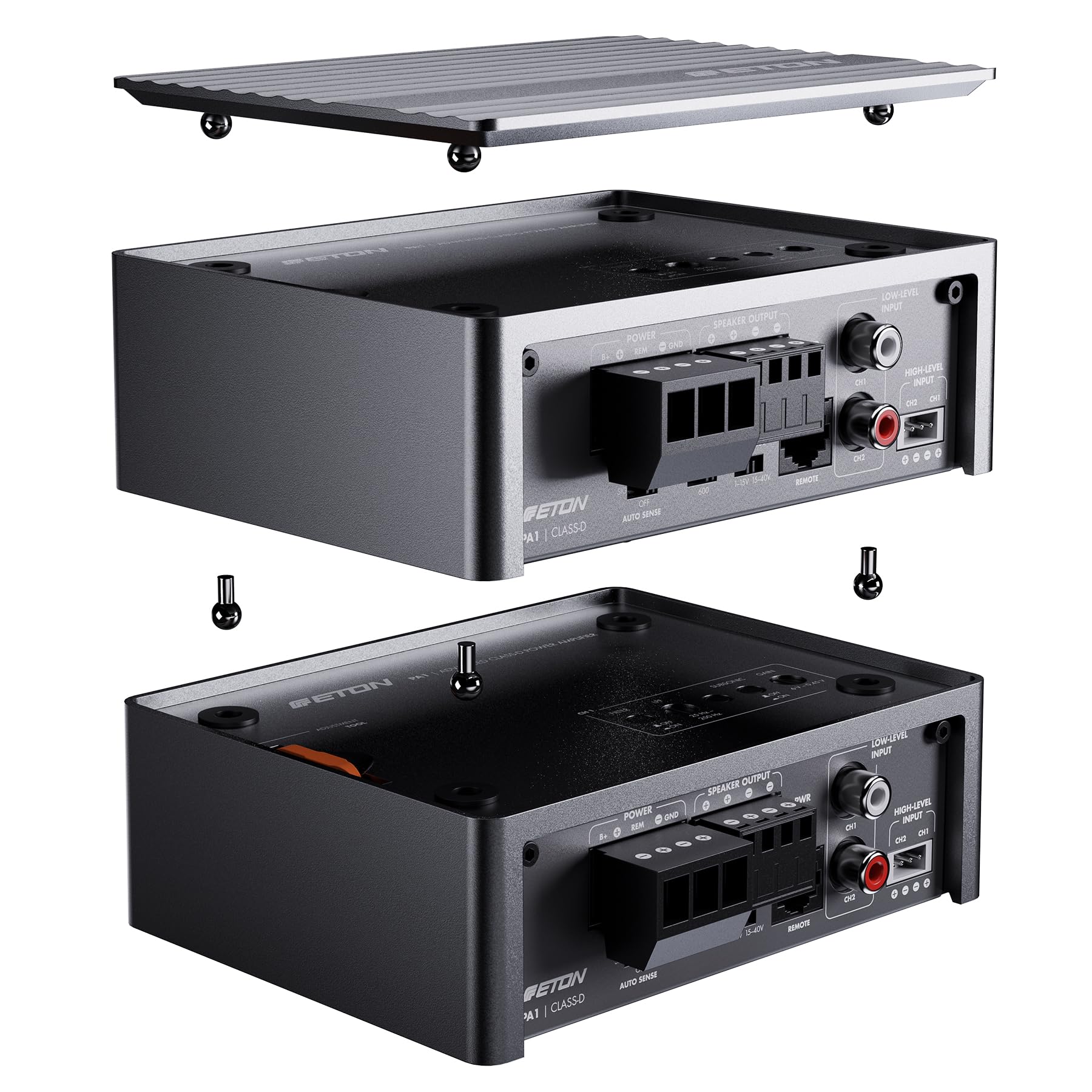 ETON PA 1 - Amplificatore ultra compatto a 1 canale, potente amplificatore digitale micro subwoofer per auto e camper, monoblocco classe D da 1 x 200 Watt