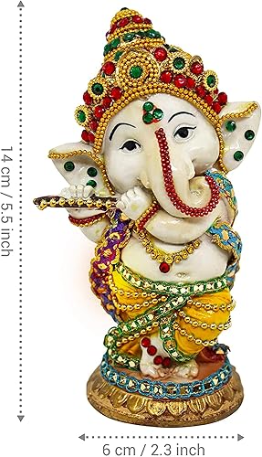 Miniatura 5 de TIED RIBBONS Estatua de Ganesh (5.5 x 2.3 pulgadas, multicolor)  ídolo de Ganesha para mesa de escritorio, figura de ídolo indio de Dios indio,