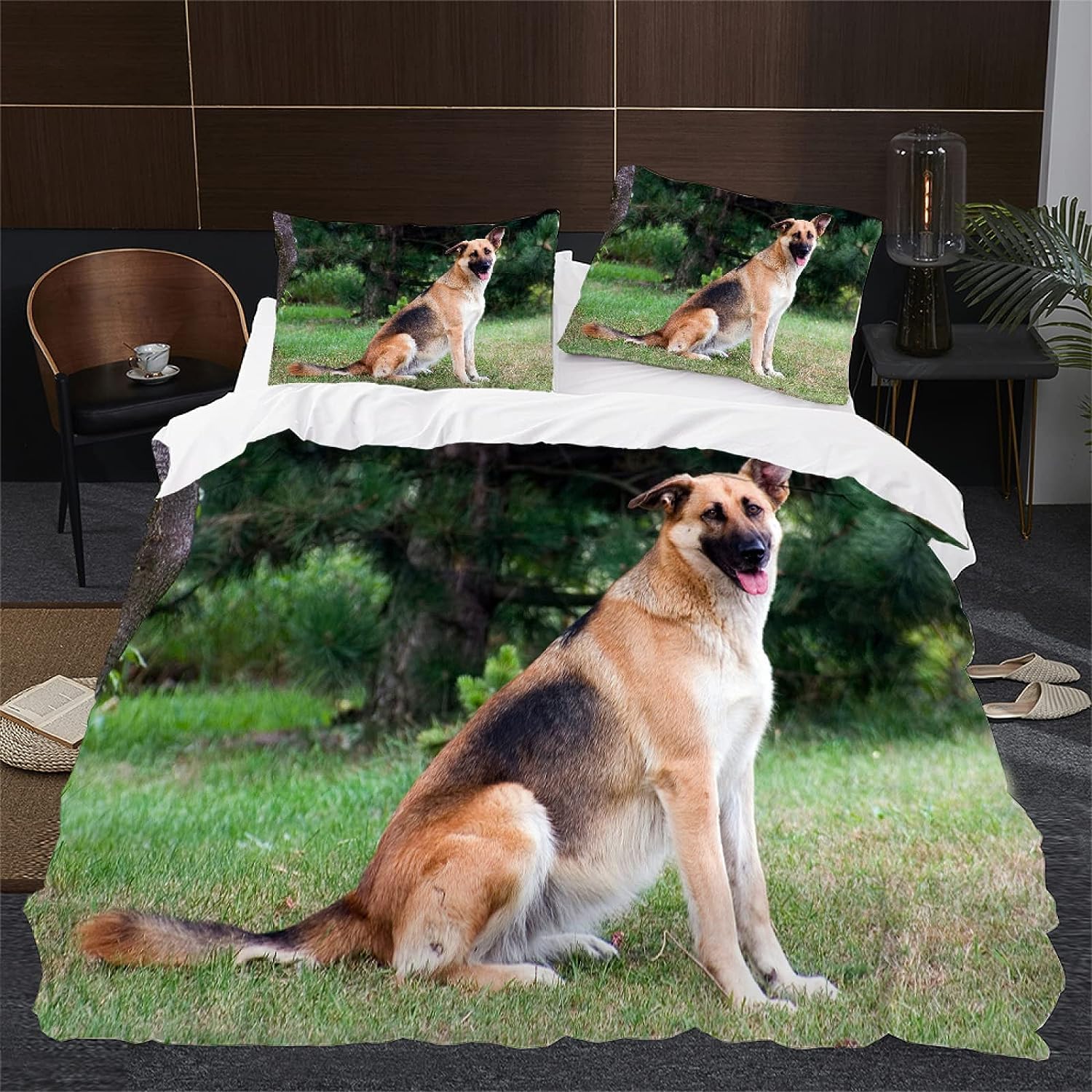 Biancheria Da Letto Con Pastore Tedesco – Copripiumino 135×200 Cm E Federa 80×80 Cm